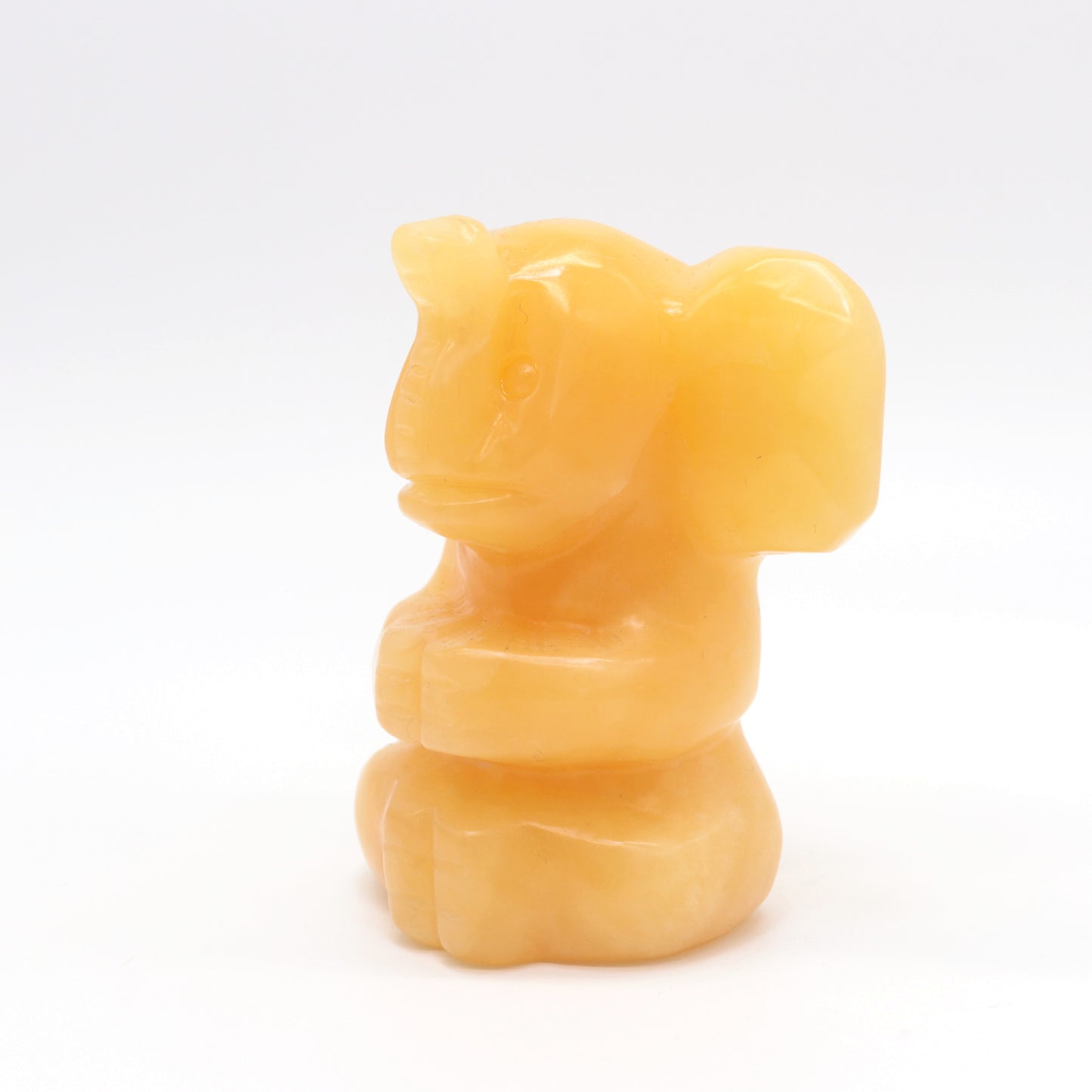 Carved Yellow Calcite sitting elephant Sculpture Crystal Healing Decorate Gift