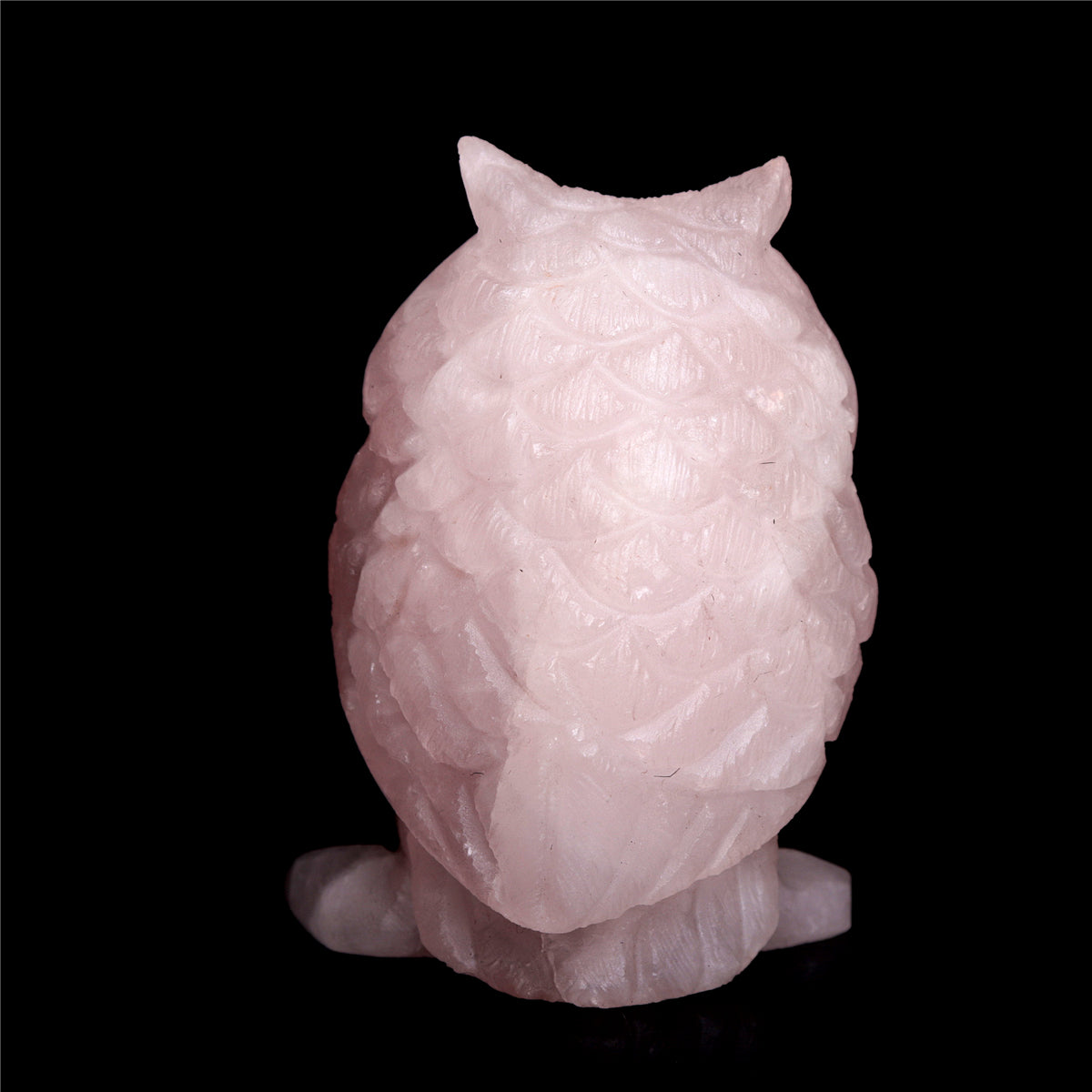3" Rose Quartz Crystal Owl Figurine Decor Gift