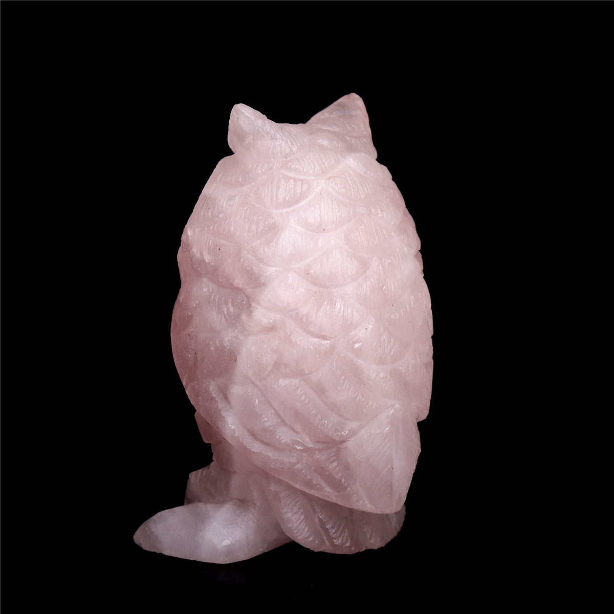 3" Rose Quartz Crystal Owl Figurine Decor Gift