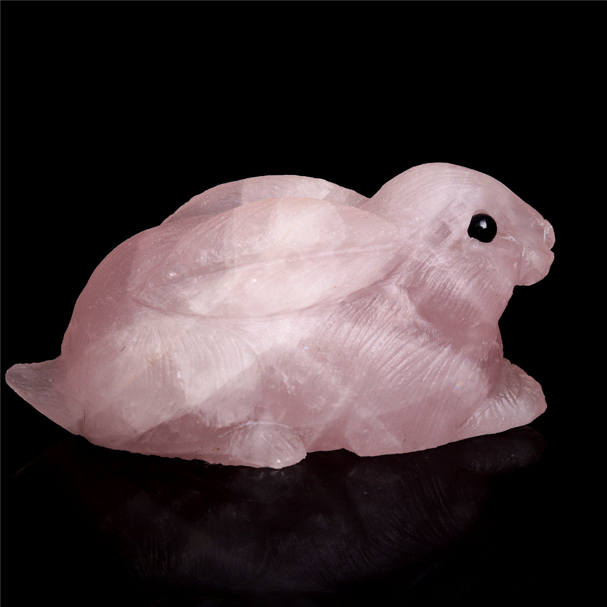 3.5" Rose Quartz Crystal Bunny Figurine Decor Gift