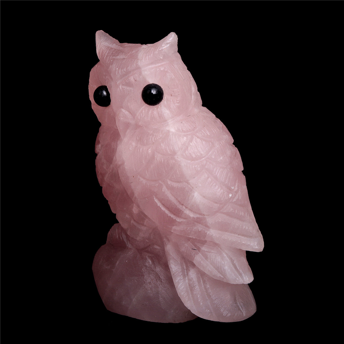 3.5" Rose Quartz Crystal Owl Figurine Decor Gift
