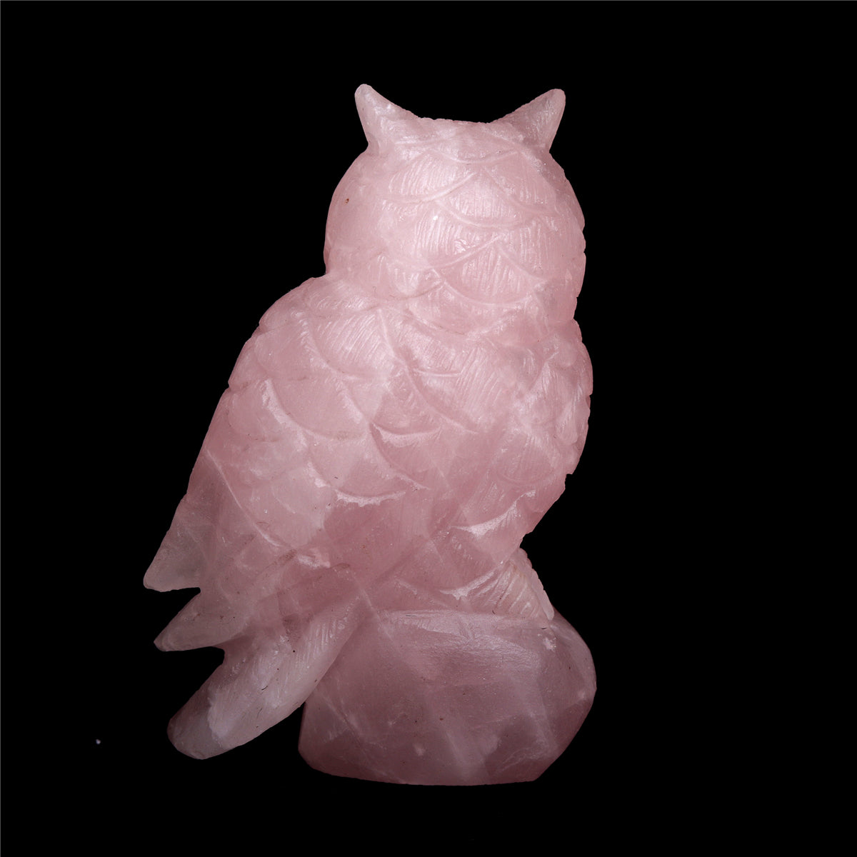 3.5" Rose Quartz Crystal Owl Figurine Decor Gift