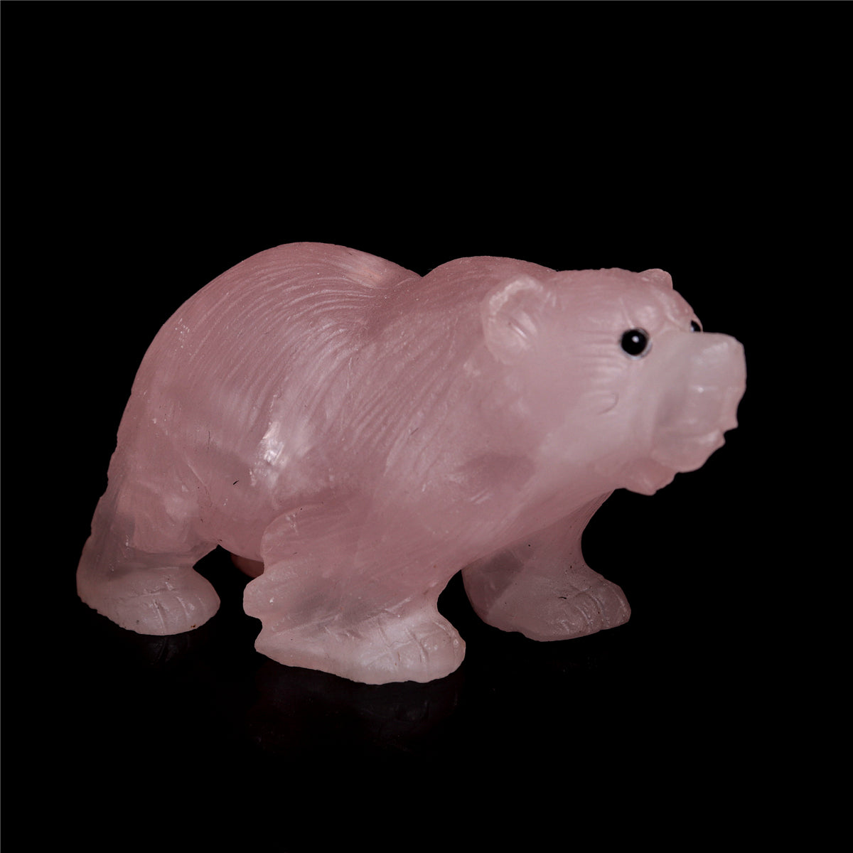 3.5" Rose Quartz Crystal Bear Figurine Decor Gift