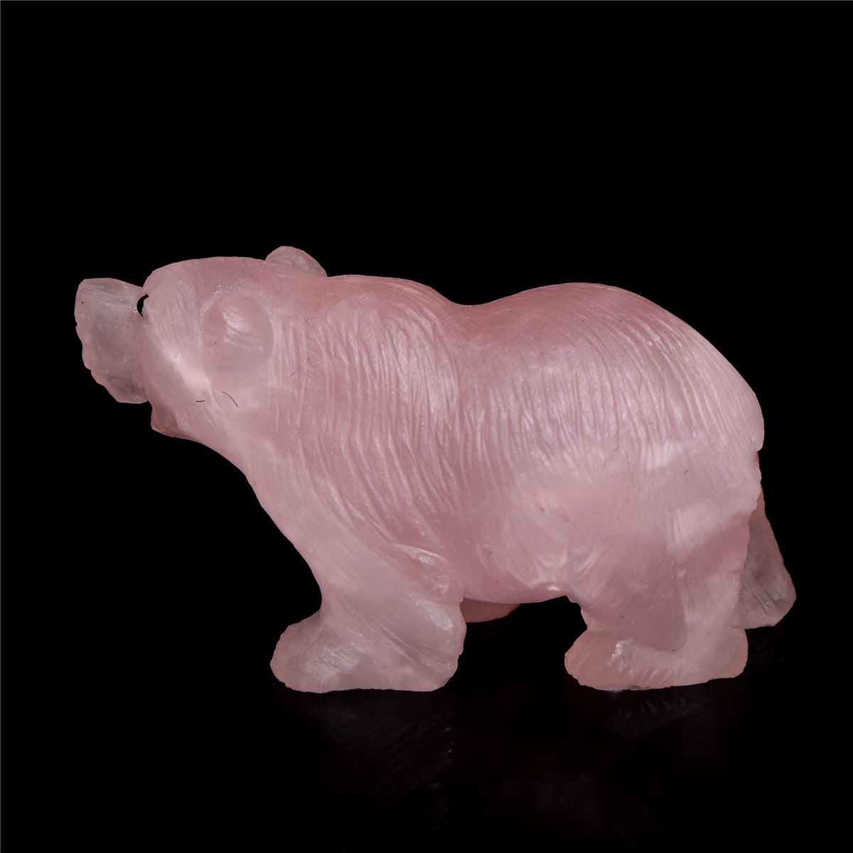 3.5" Rose Quartz Crystal Bear Figurine Decor Gift