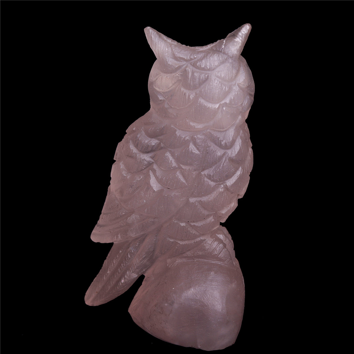 4" Rose Quartz Crystal Owl Figurine Decor Gift