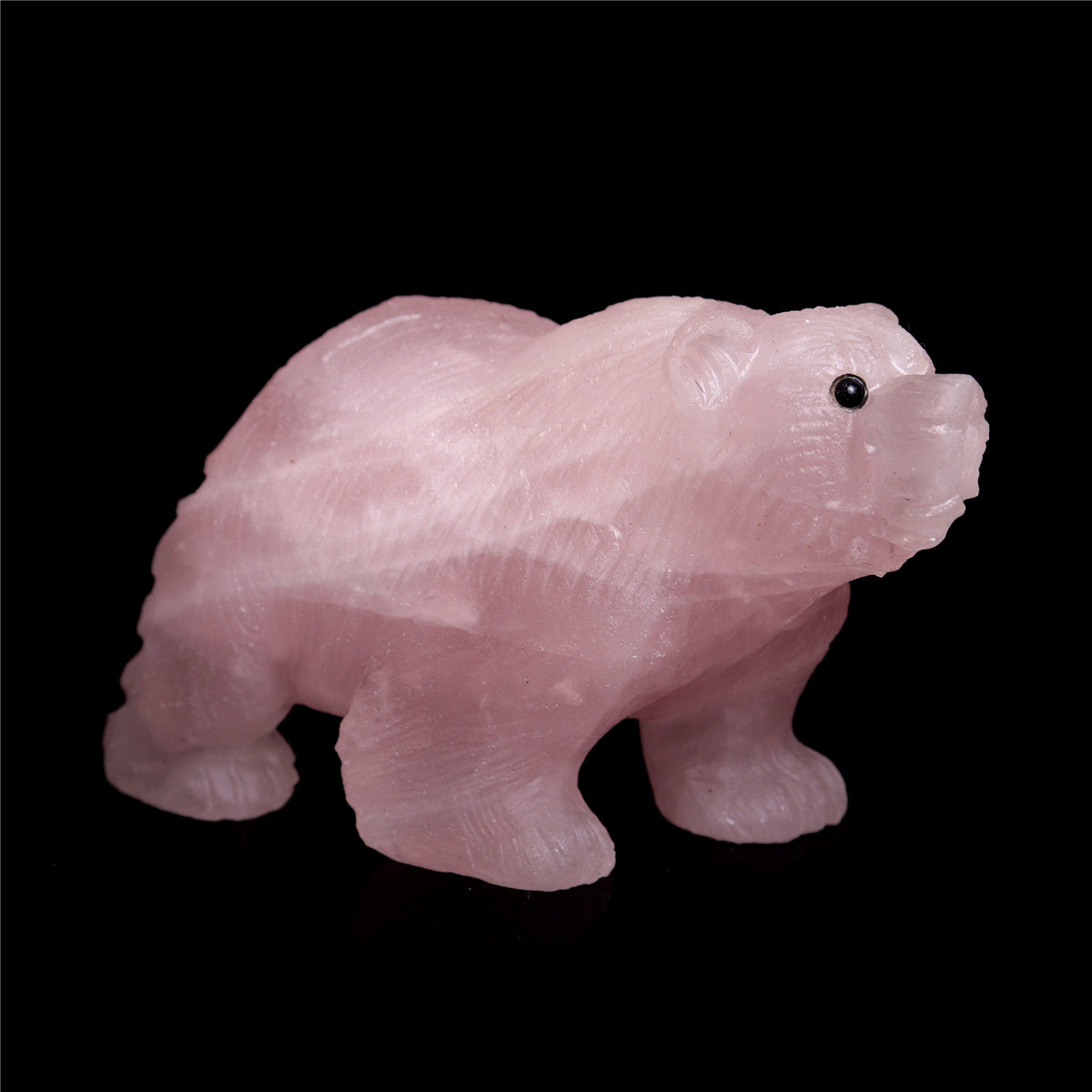 3.5" Rose Quartz Crystal Bear Figurine Decor Gift