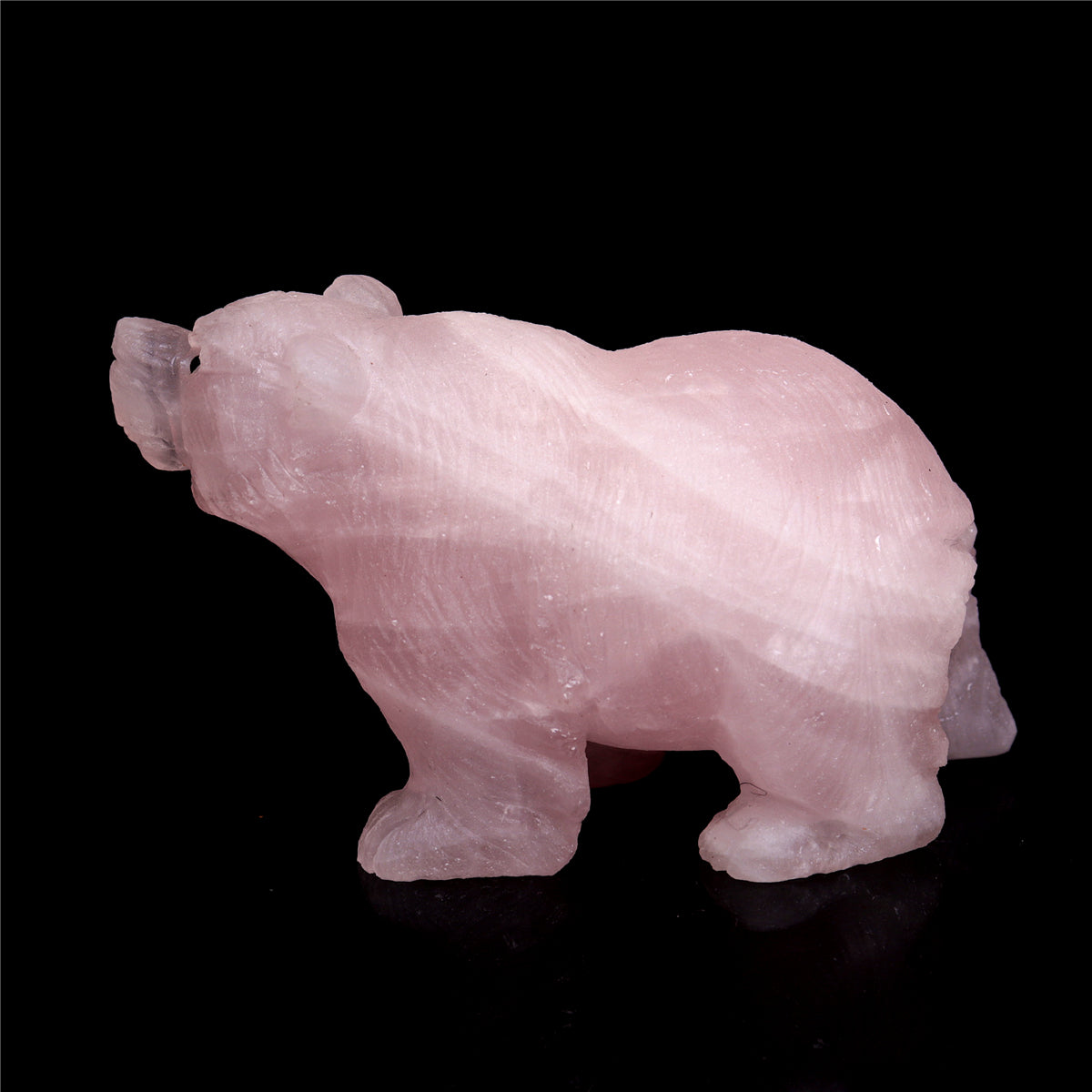 3.5" Rose Quartz Crystal Bear Figurine Decor Gift