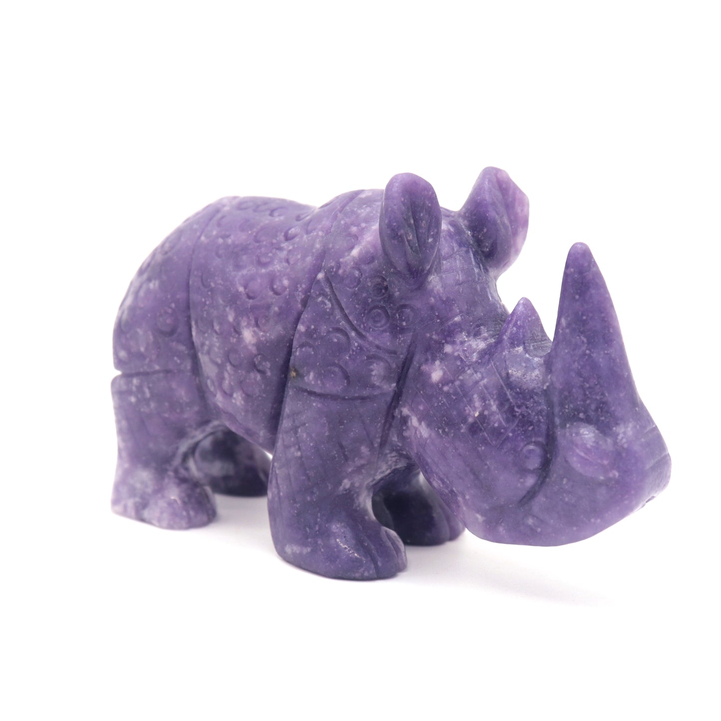 Hand Carved Lilac Rhino carving Statue Crystal Healing Quartz