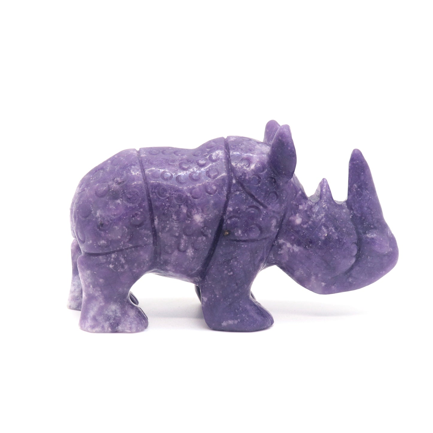 Hand Carved Lilac Rhino carving Statue Crystal Healing Quartz