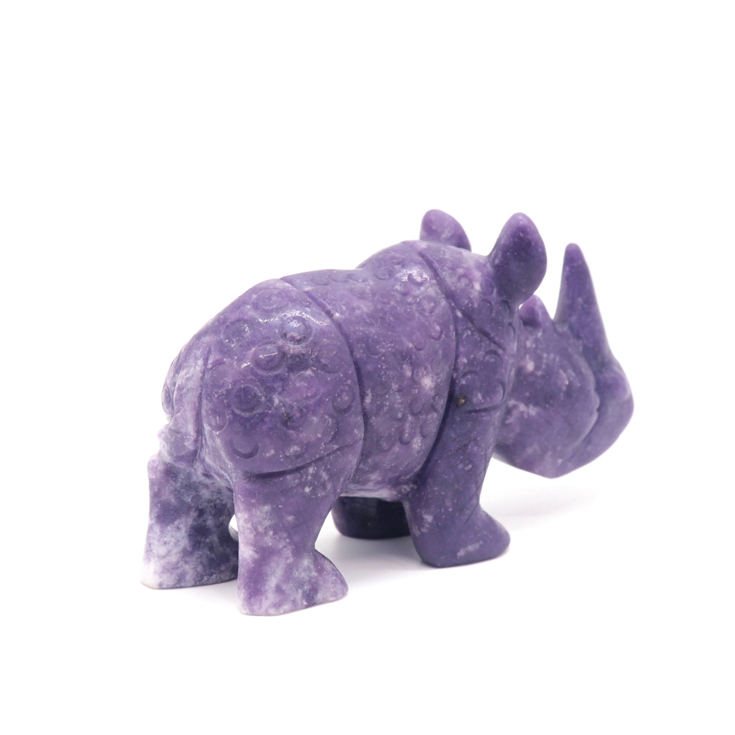 Hand Carved Lilac Rhino carving Statue Crystal Healing Quartz