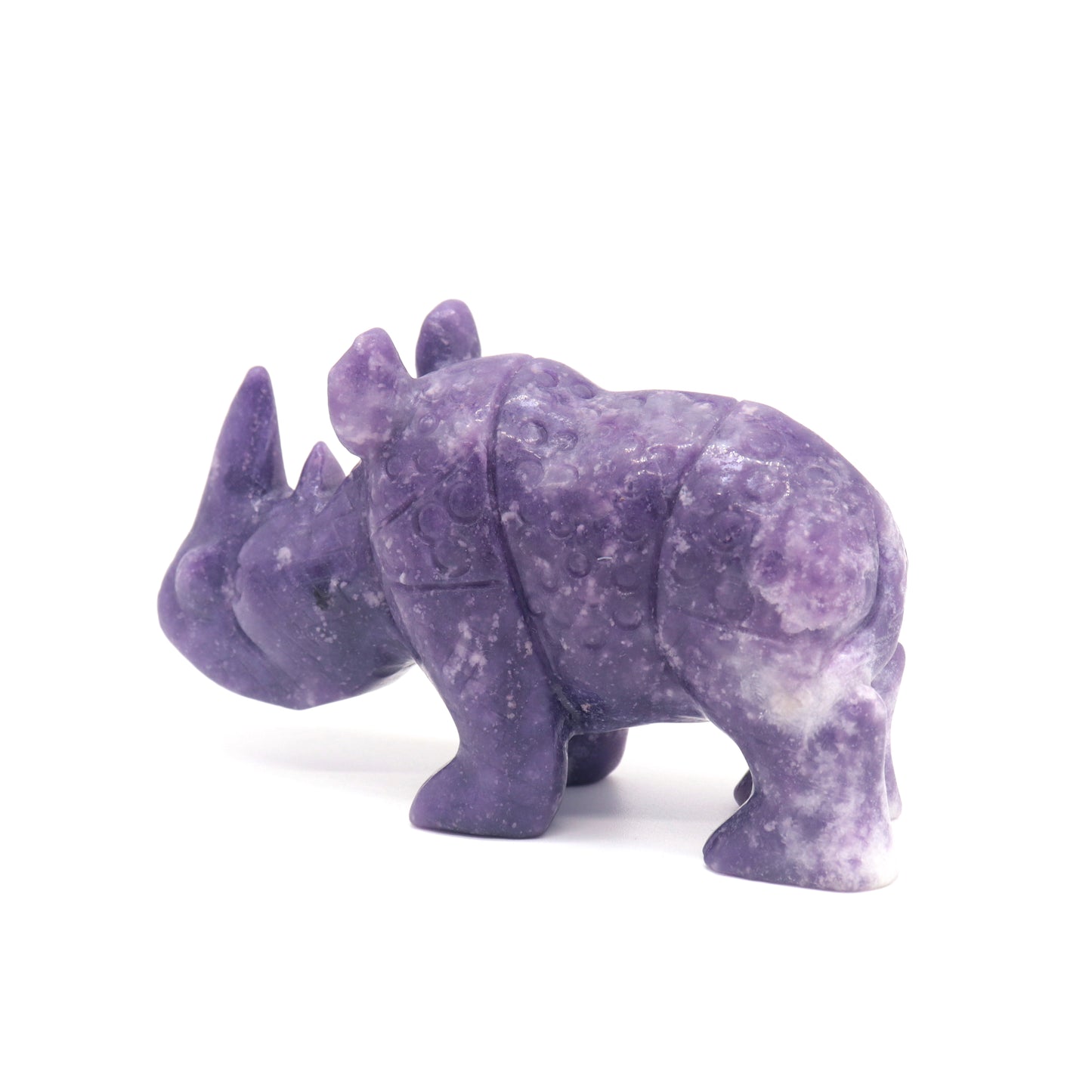 Hand Carved Lilac Rhino carving Statue Crystal Healing Quartz