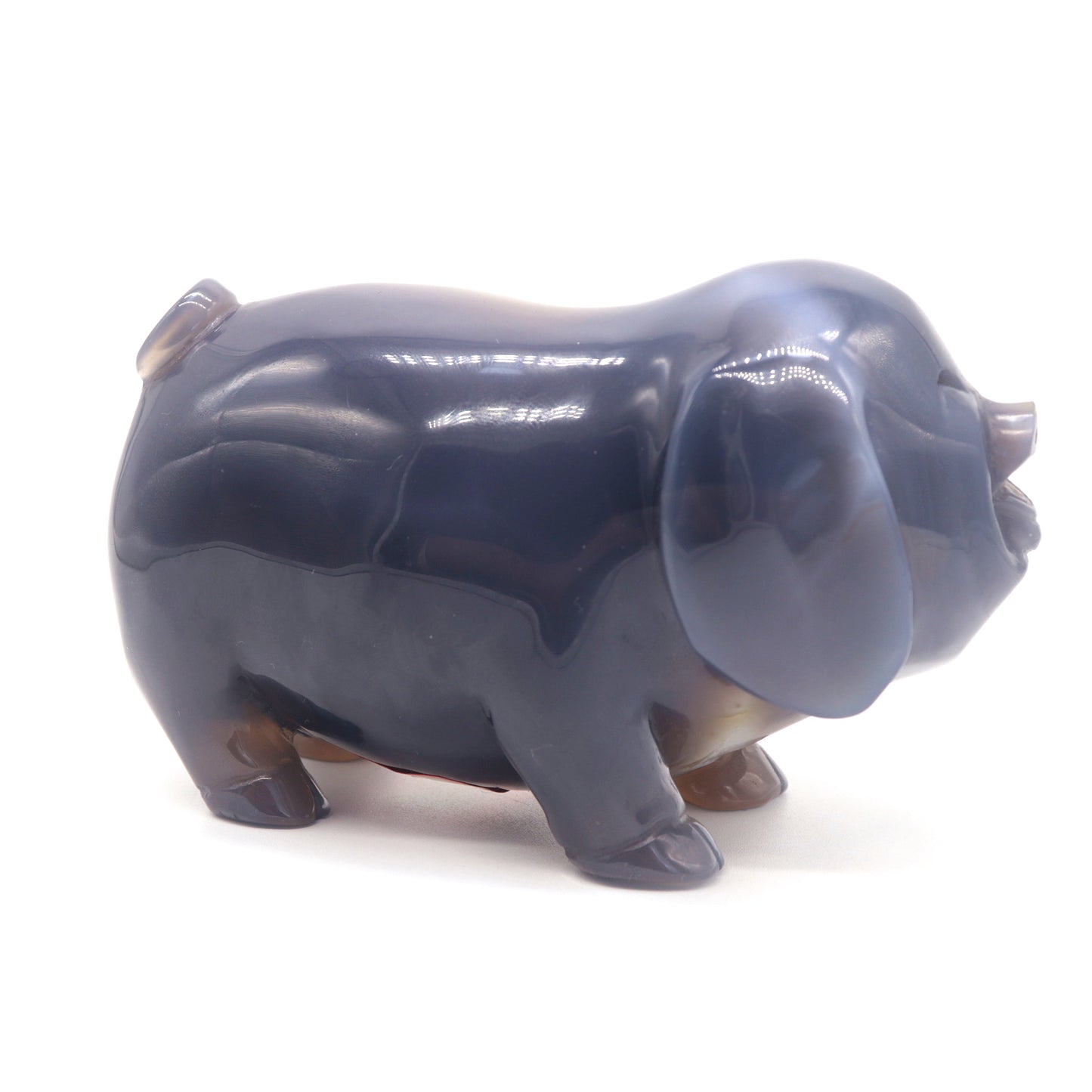 5" Hand Carved Druzy Agate Pig Statue Crystal Carving Healing