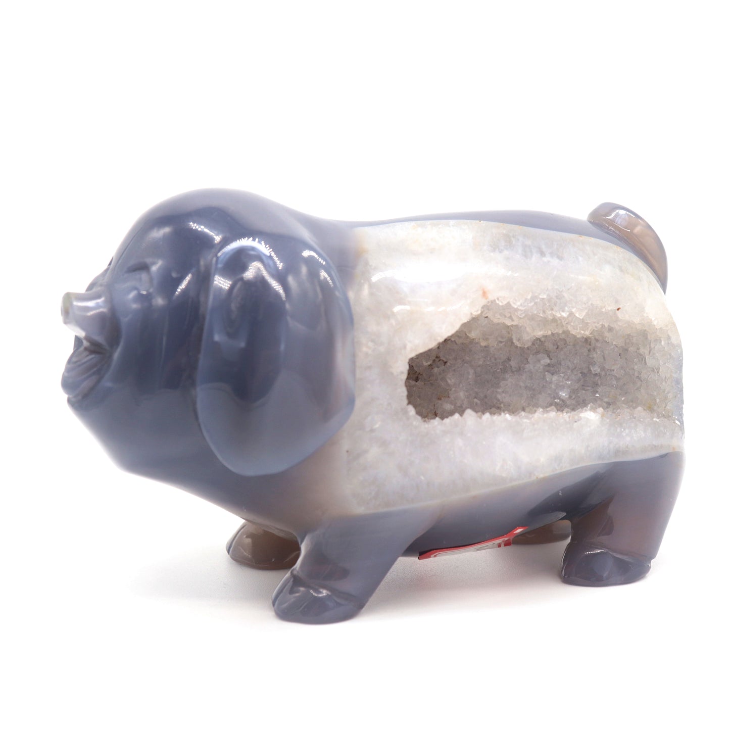5" Hand Carved Druzy Agate Pig Statue Crystal Carving Healing