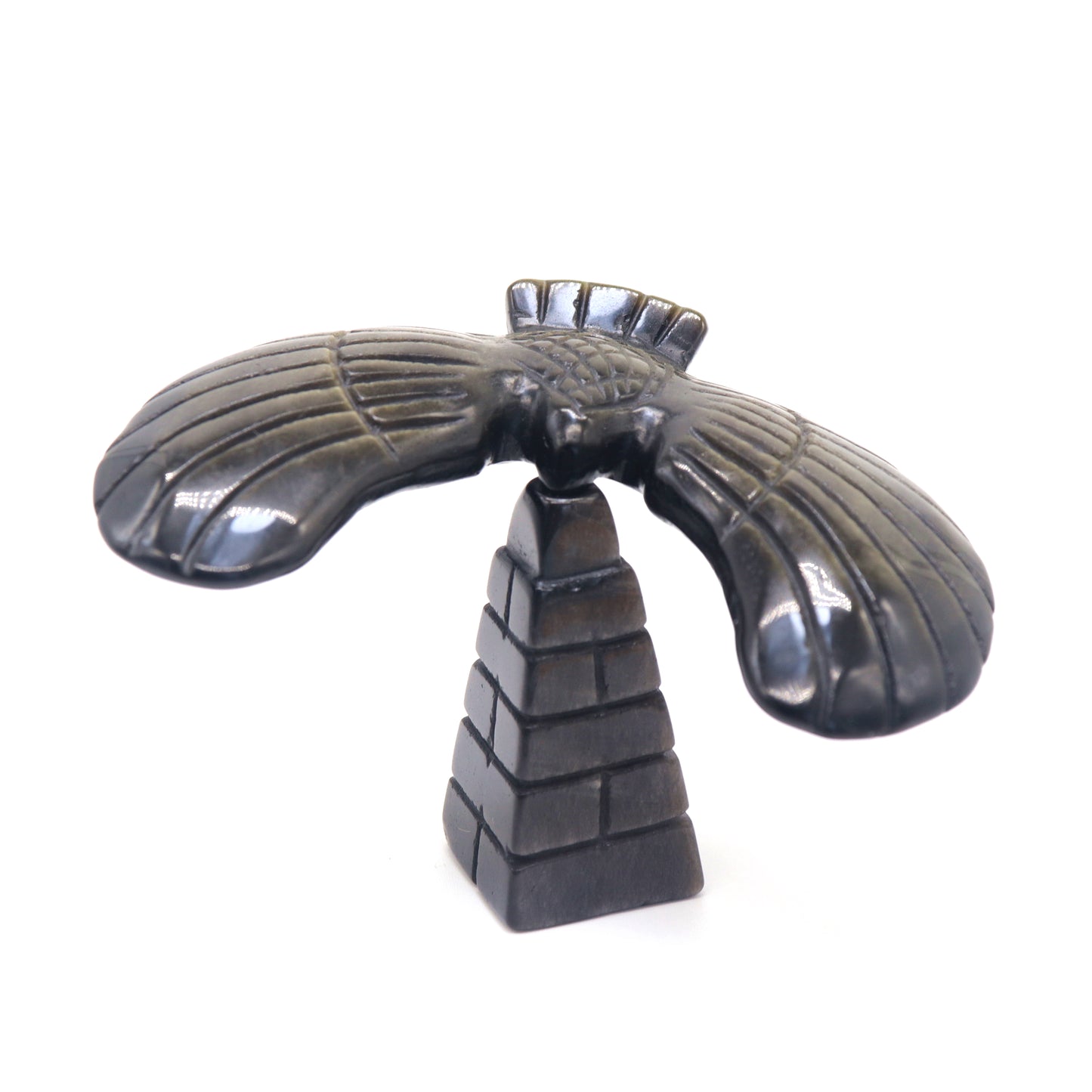 4.5" Natural Gold Obsidian Eagle Balance Hawk Carving Healing Quartz Reiki Decor