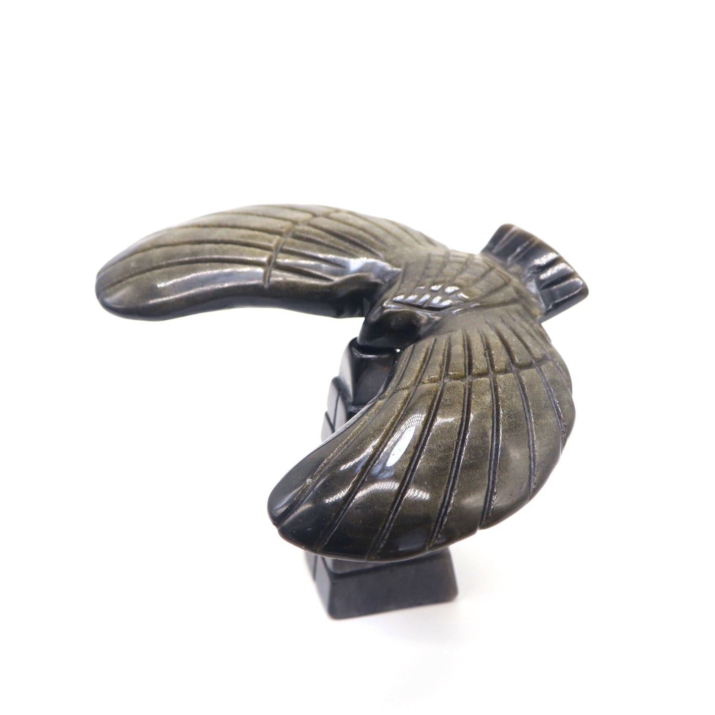 4.5" Natural Gold Obsidian Eagle Balance Hawk Carving Healing Quartz Reiki Decor
