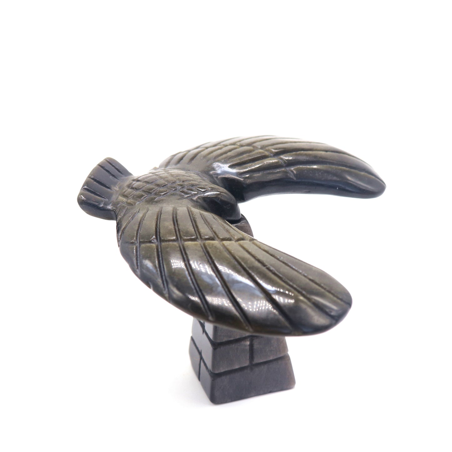 4.5" Natural Gold Obsidian Eagle Balance Hawk Carving Healing Quartz Reiki Decor