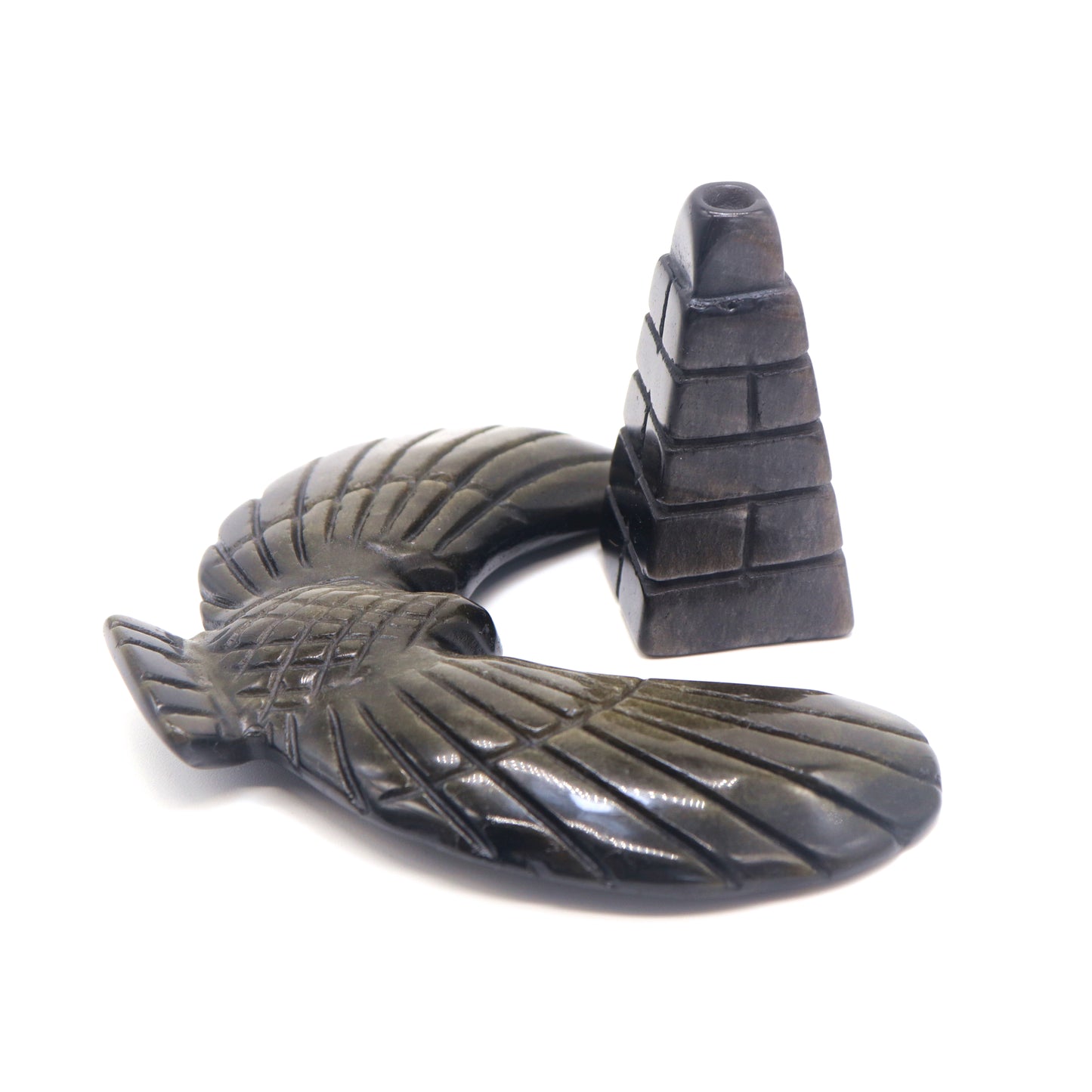 4.5" Natural Gold Obsidian Eagle Balance Hawk Carving Healing Quartz Reiki Decor