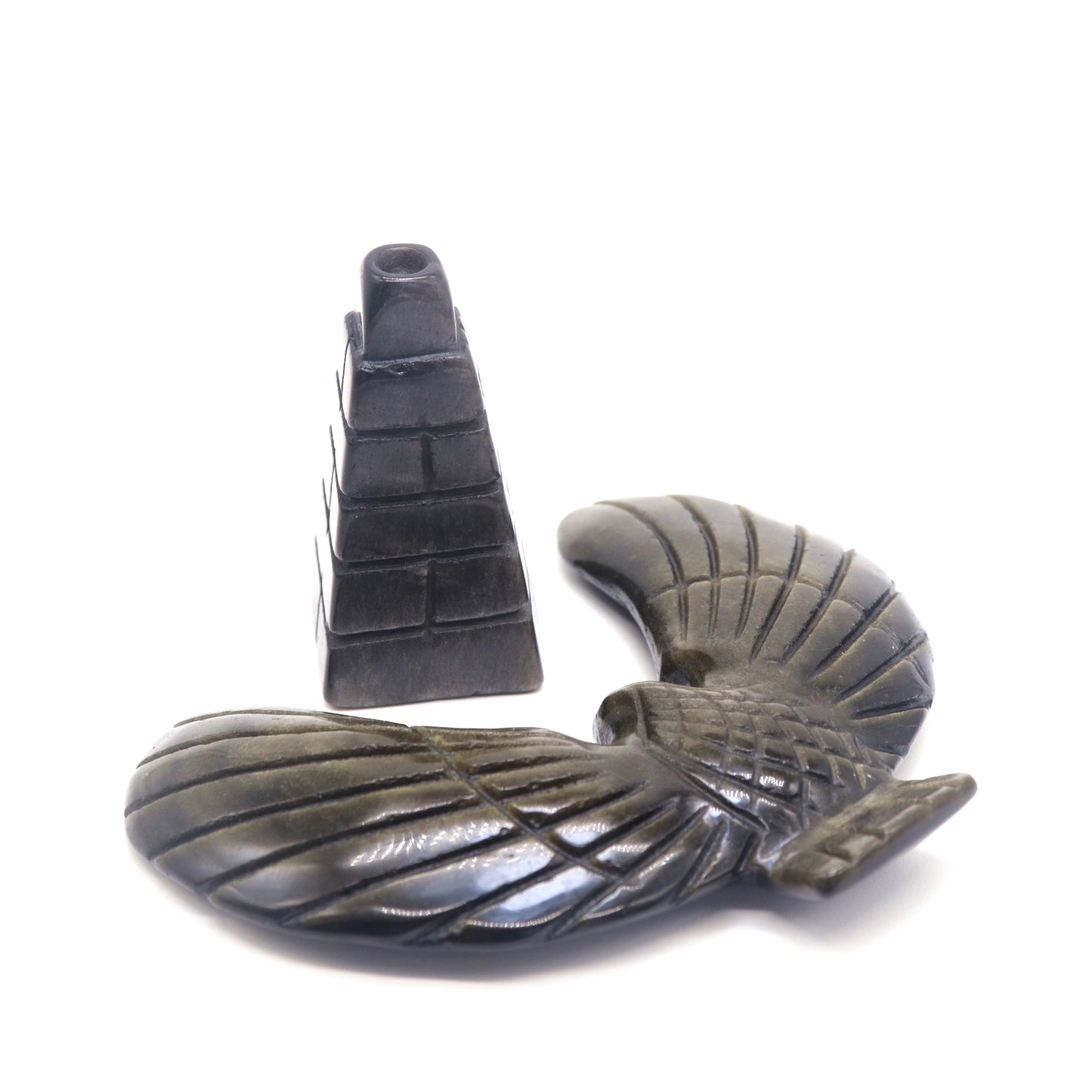 4.5" Natural Gold Obsidian Eagle Balance Hawk Carving Healing Quartz Reiki Decor