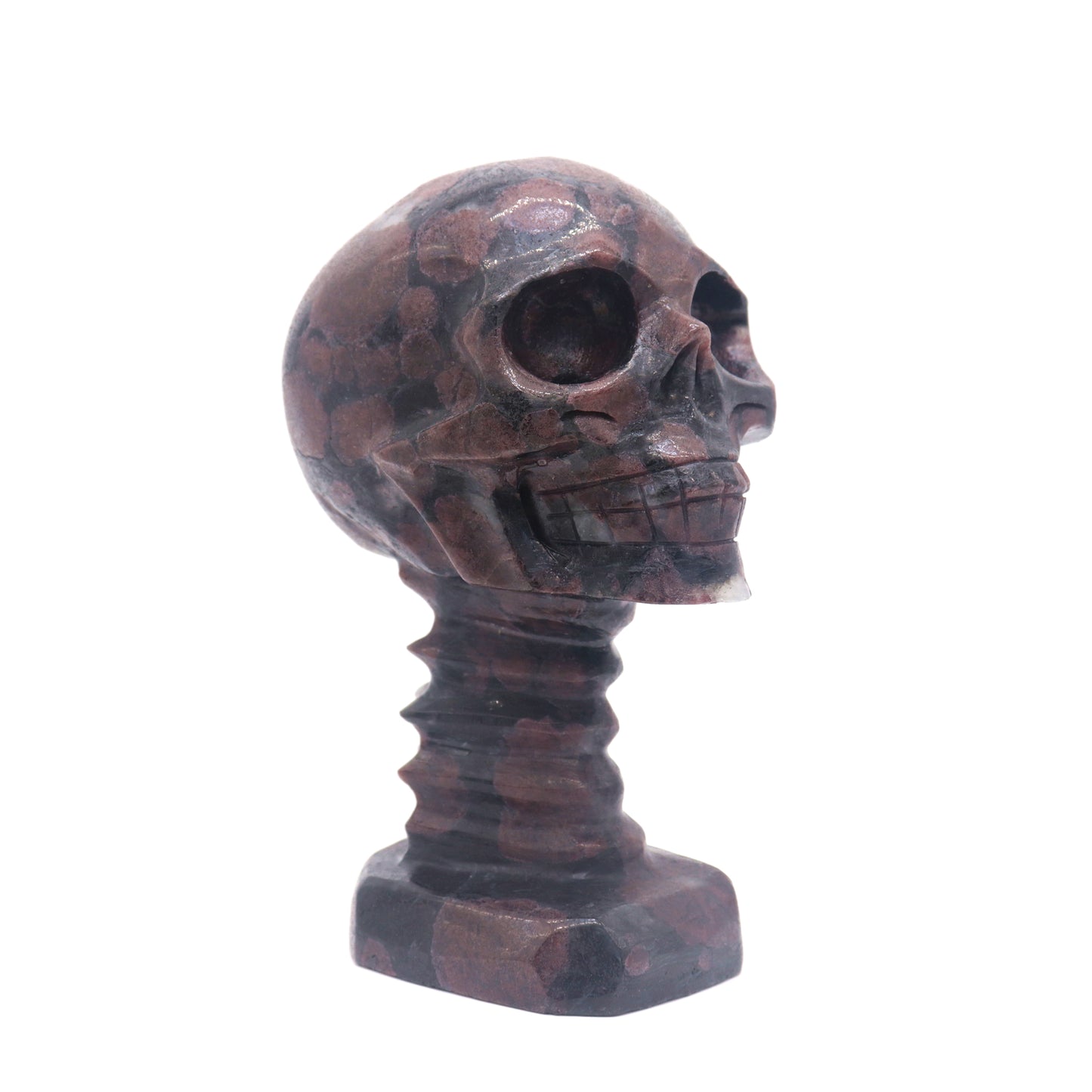5.3" Natural Garnet Skull Figurine Crystal Carved Healing Reiki