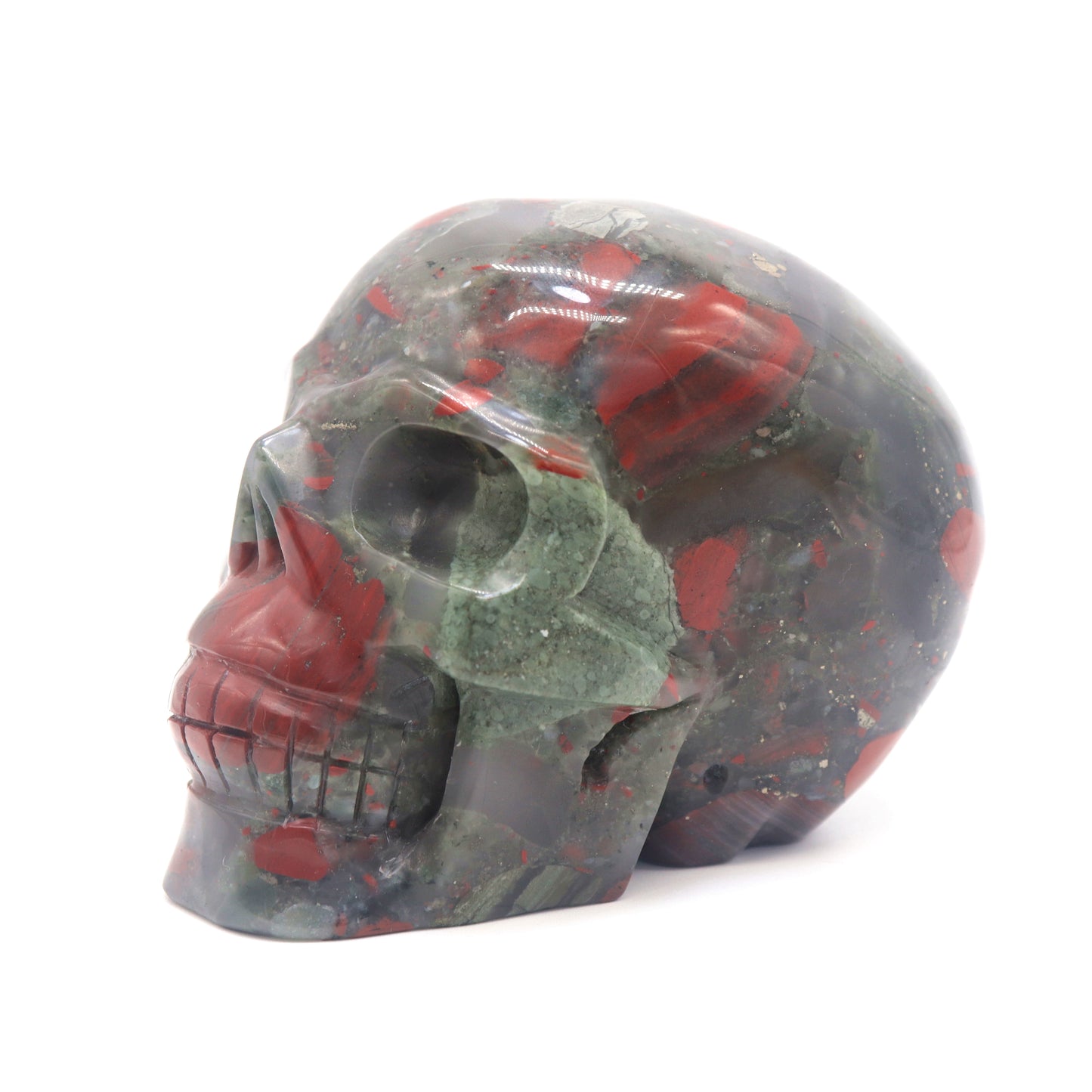 2Lb Natural Bloodstone Skull Figurine Crystal Carved Healing Reiki