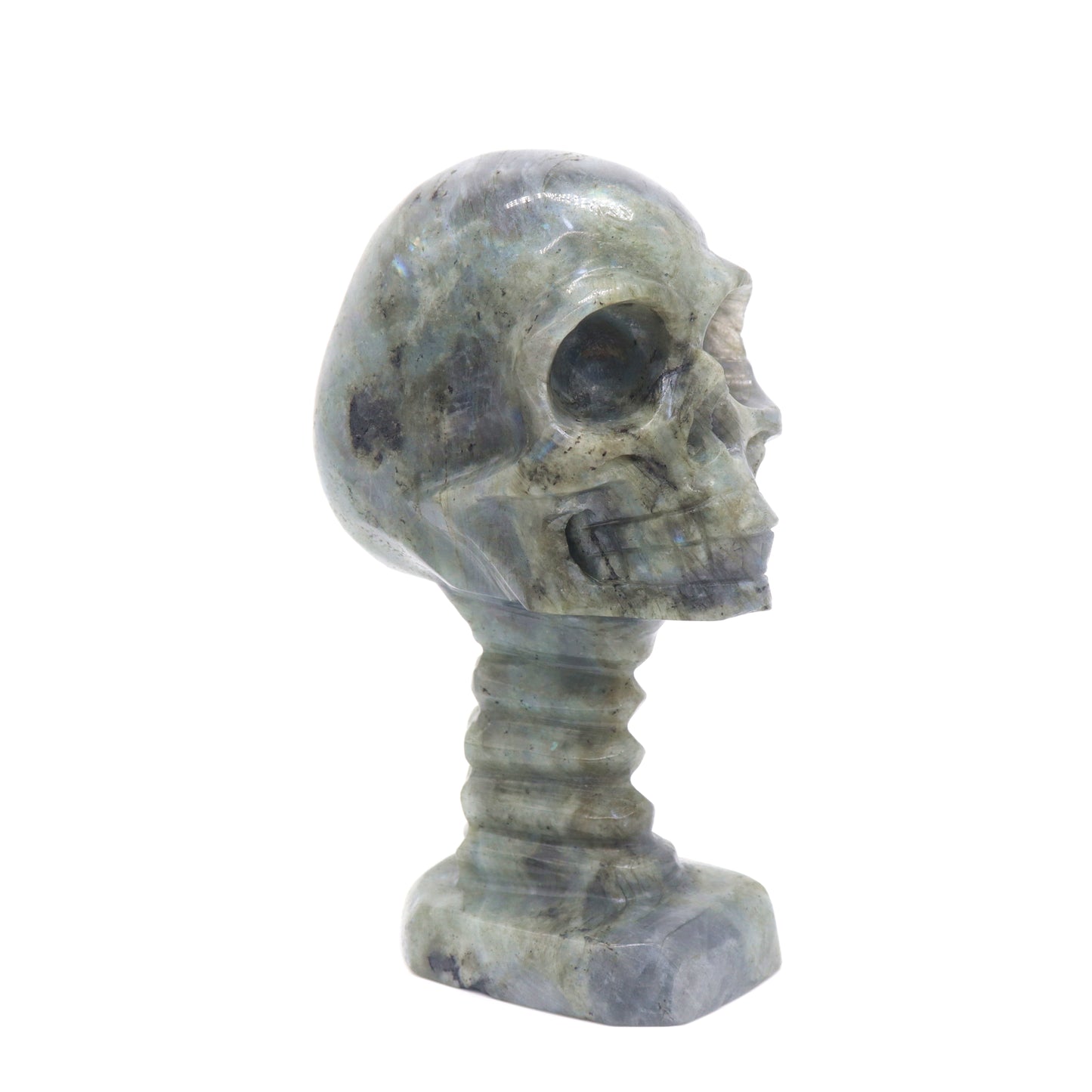 5.8" HandCarved Labradorite Crystal Skull Figurine