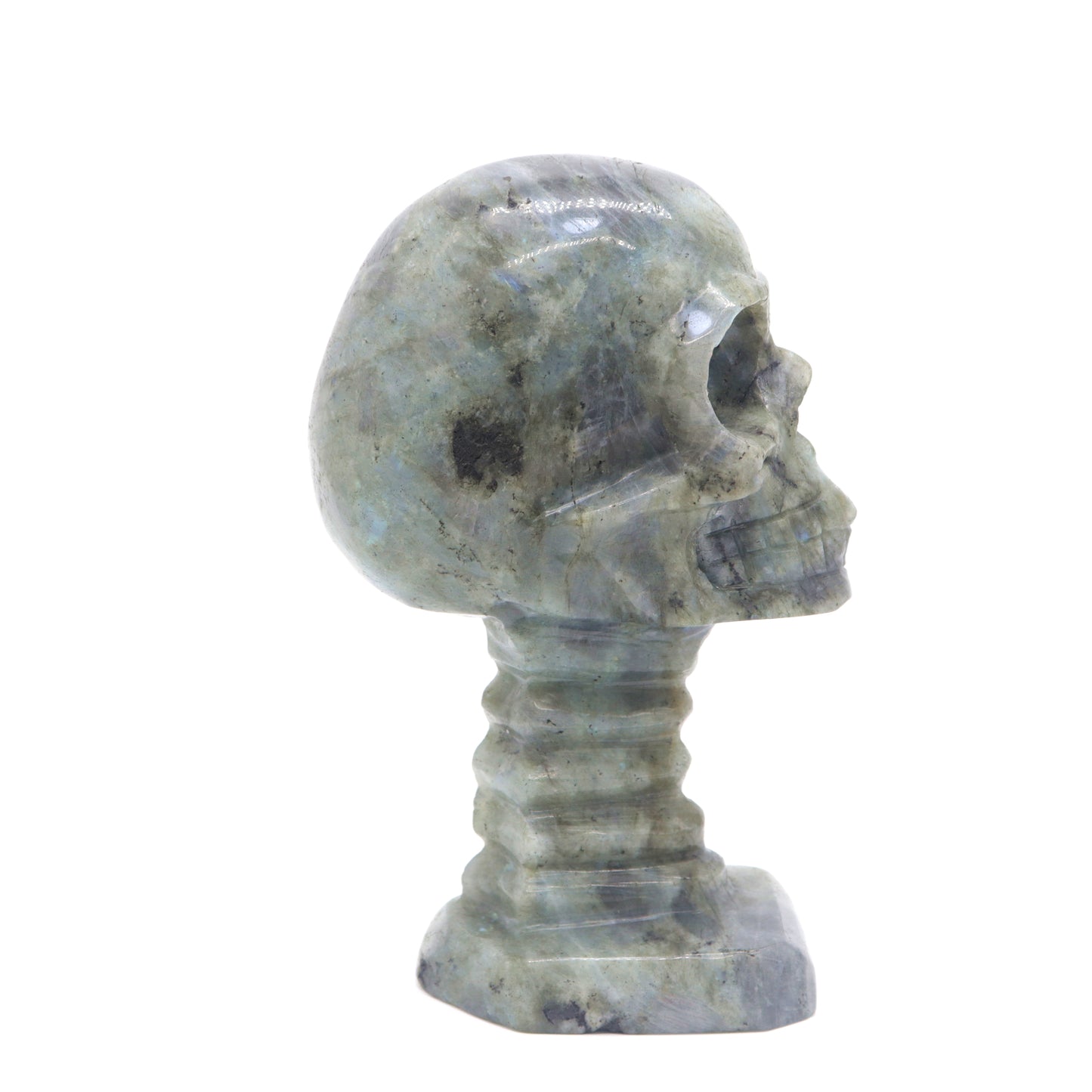 5.8" HandCarved Labradorite Crystal Skull Figurine