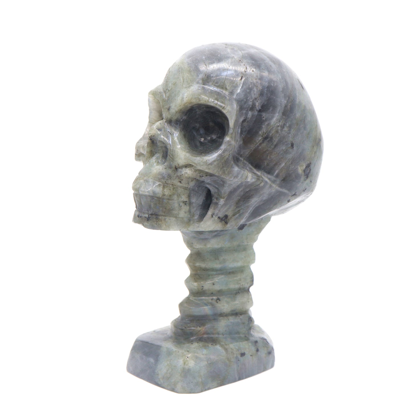 5.8" HandCarved Labradorite Crystal Skull Figurine