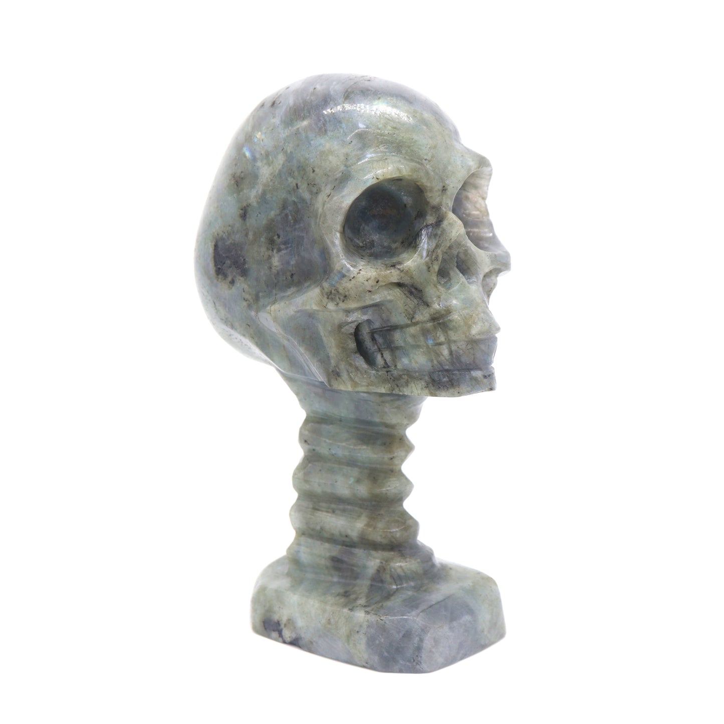 5.8" HandCarved Labradorite Crystal Skull Figurine