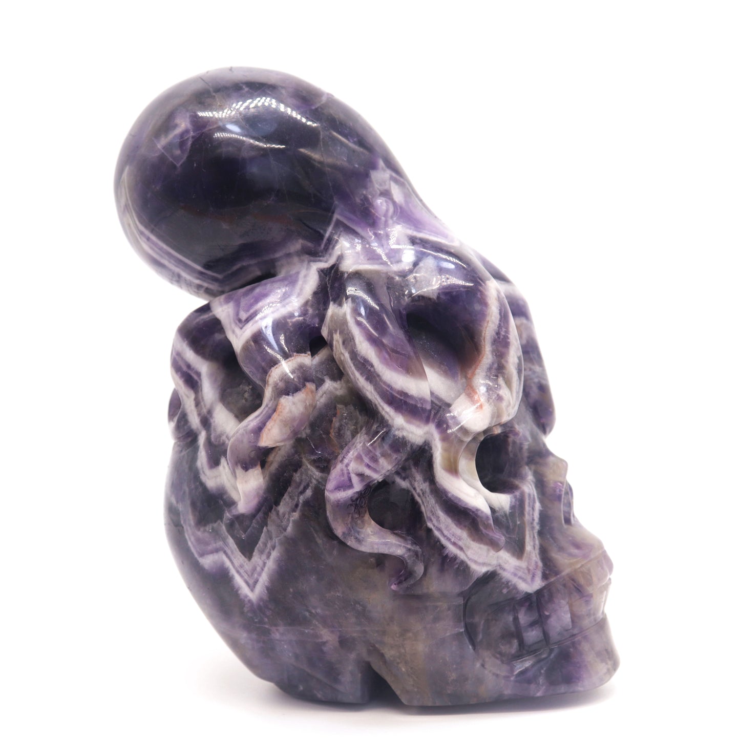 3.15lb Natural Dream Amethyst Octopus Skull Figurine, Realistic Crystal Carved Healing