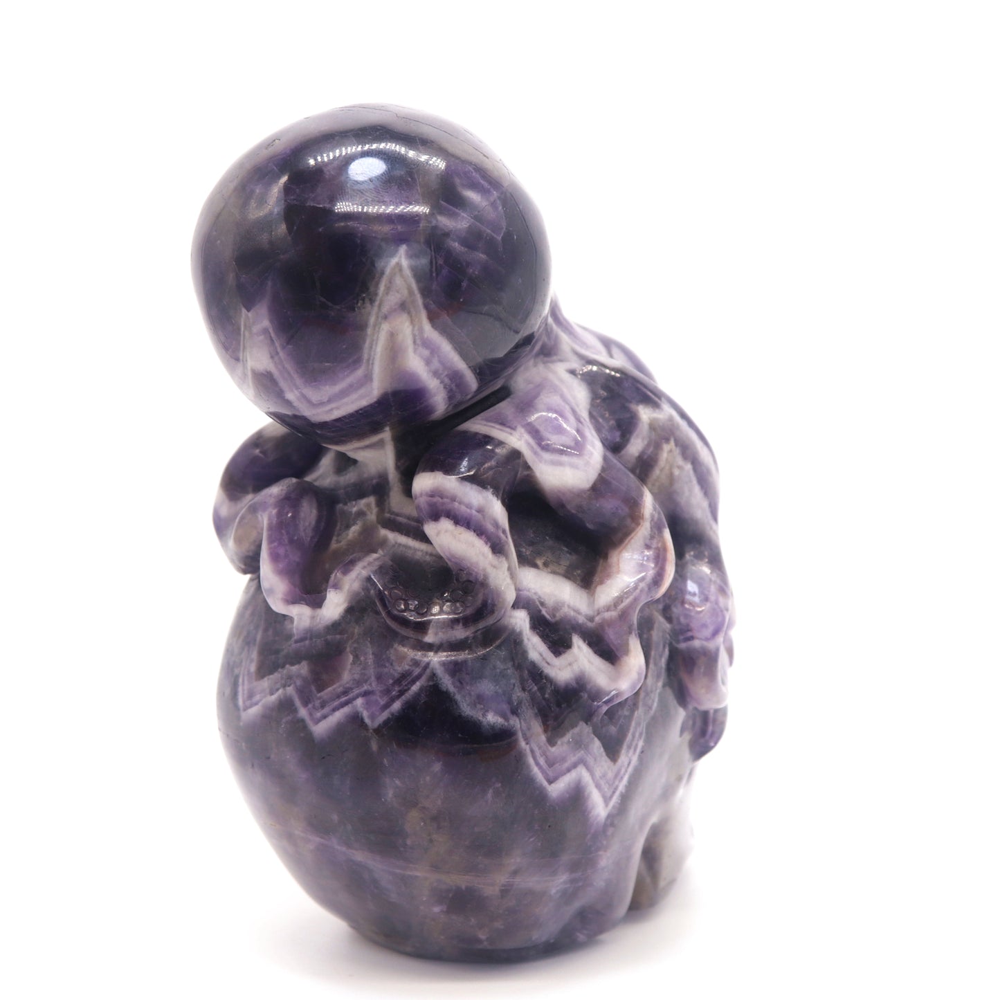3.15lb Natural Dream Amethyst Octopus Skull Figurine, Realistic Crystal Carved Healing