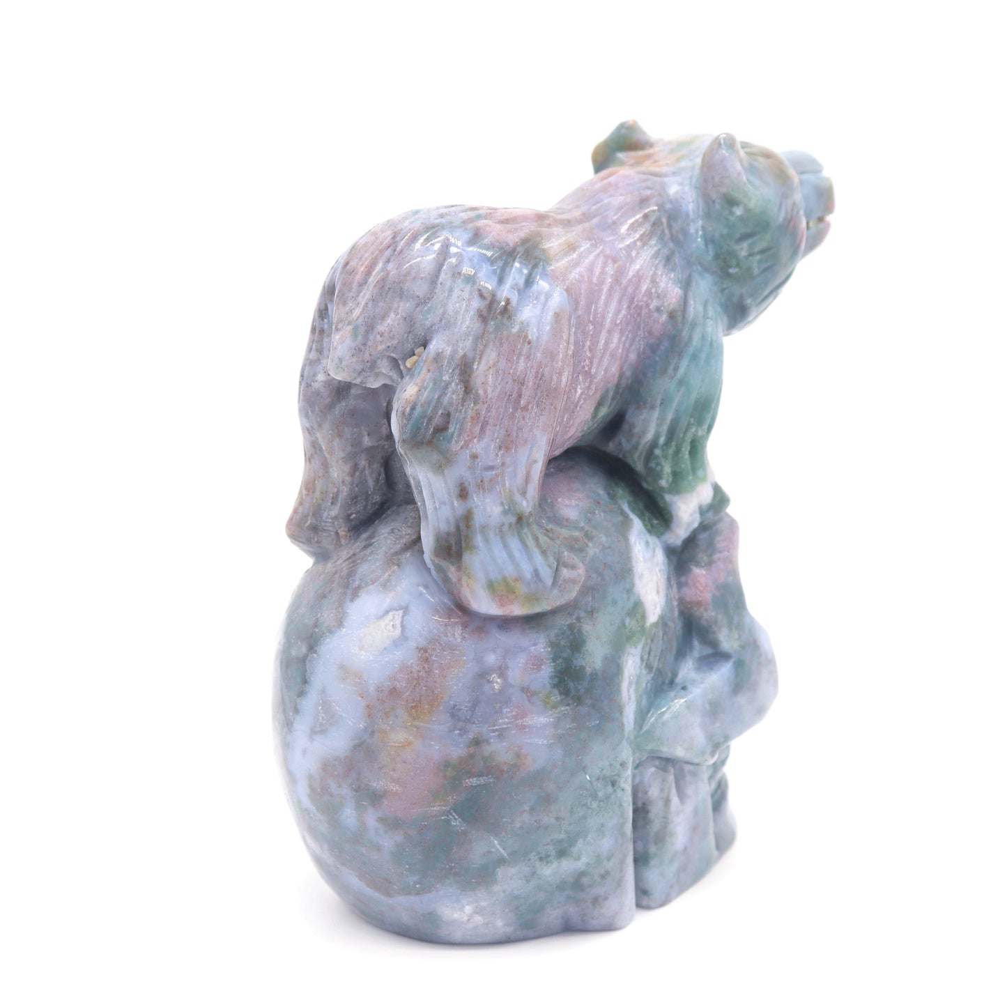 5.5" Natural Ocean Jasper Skull Bear Figurine Crystal Carved Healing