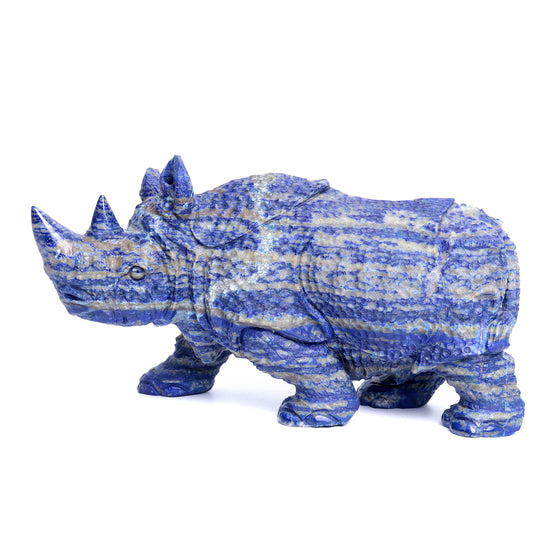 9.5" HandCarved Lapis Lazuli Rhino Crystal Healing Quartz Reiki Decorate Gift