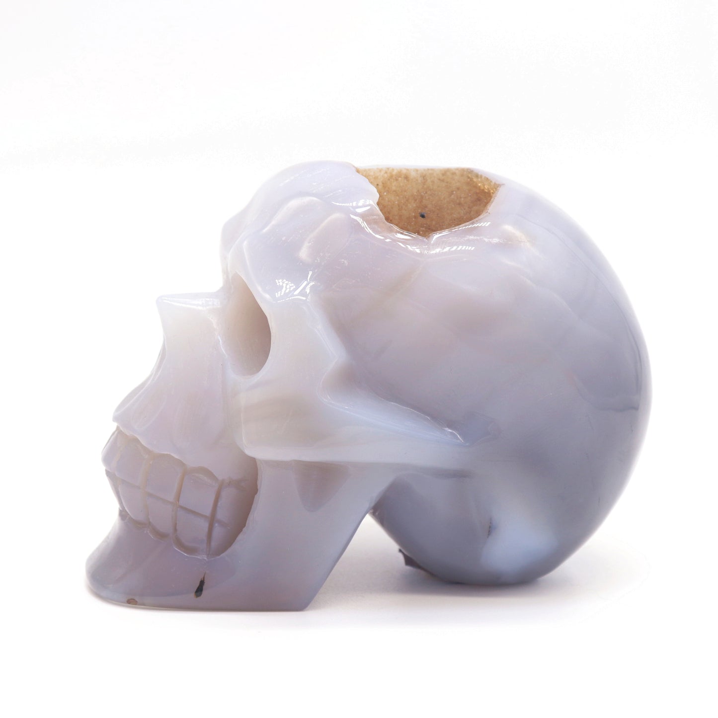 HandCarved Druzy agate Crystal Skull Statue