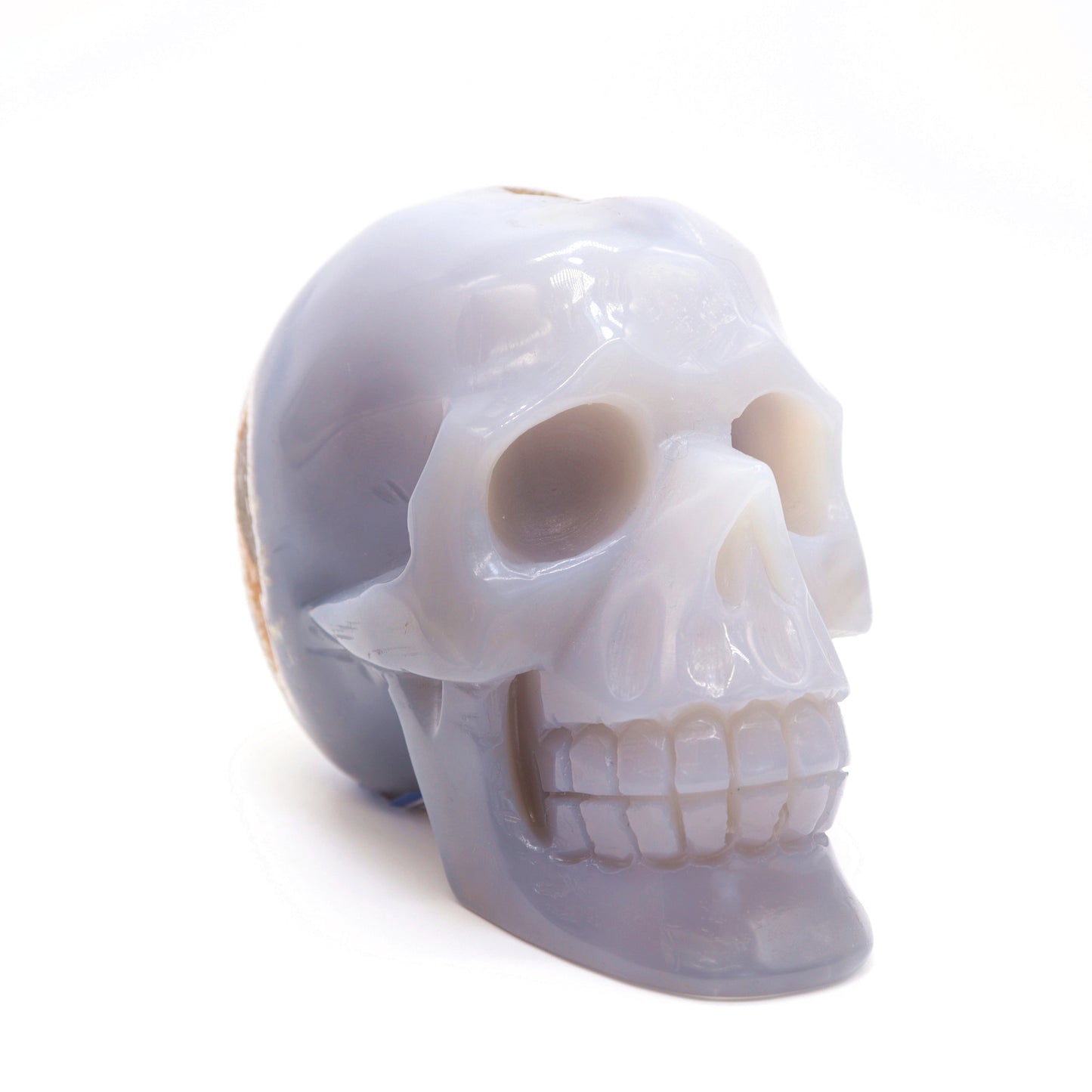 HandCarved Druzy agate Crystal Skull Statue