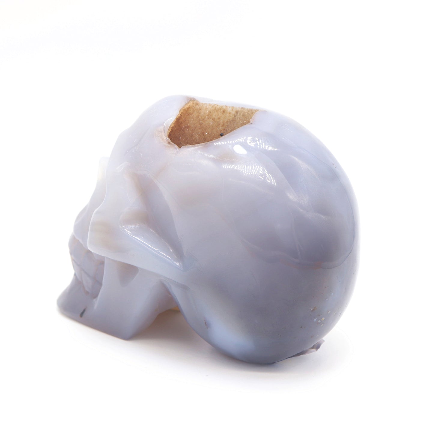 HandCarved Druzy agate Crystal Skull Statue