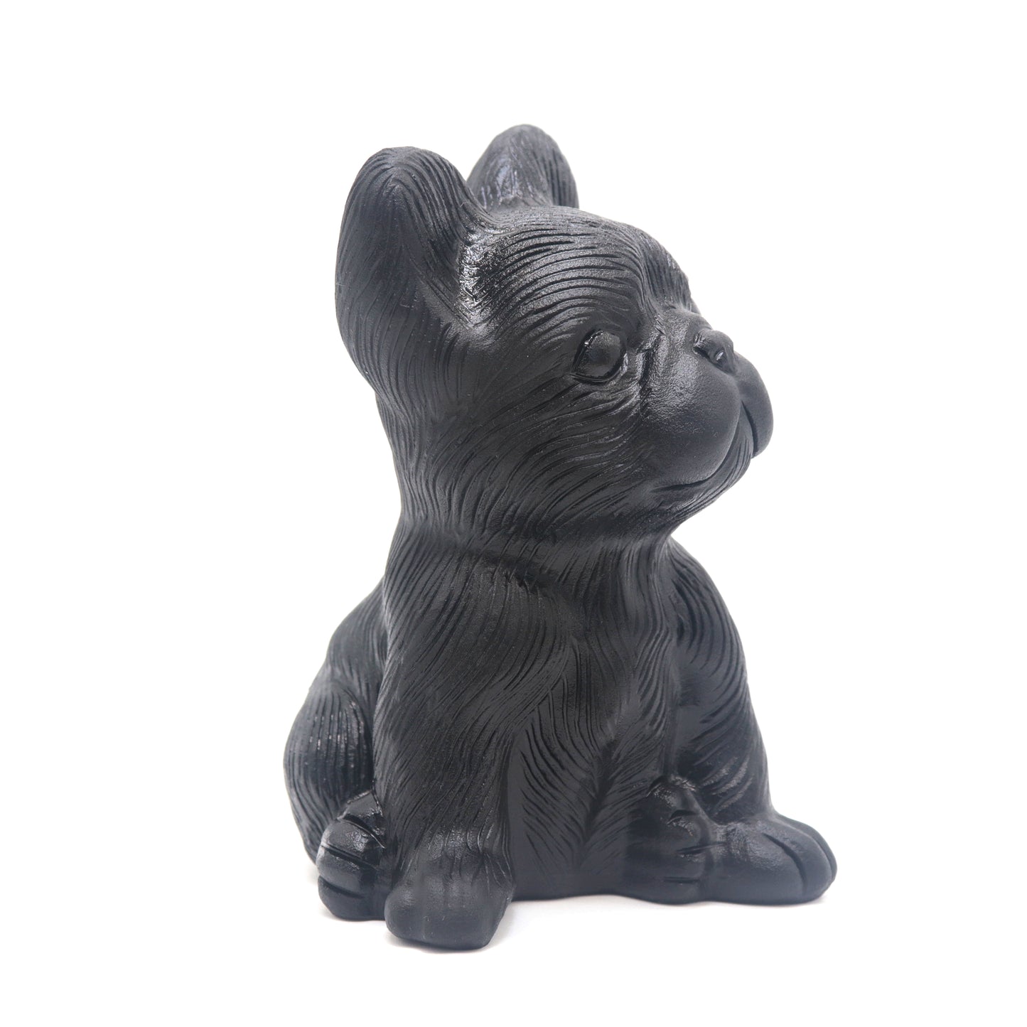 5" Natural Black Obsidian Crystal Dog Figurine Quartz Healing
