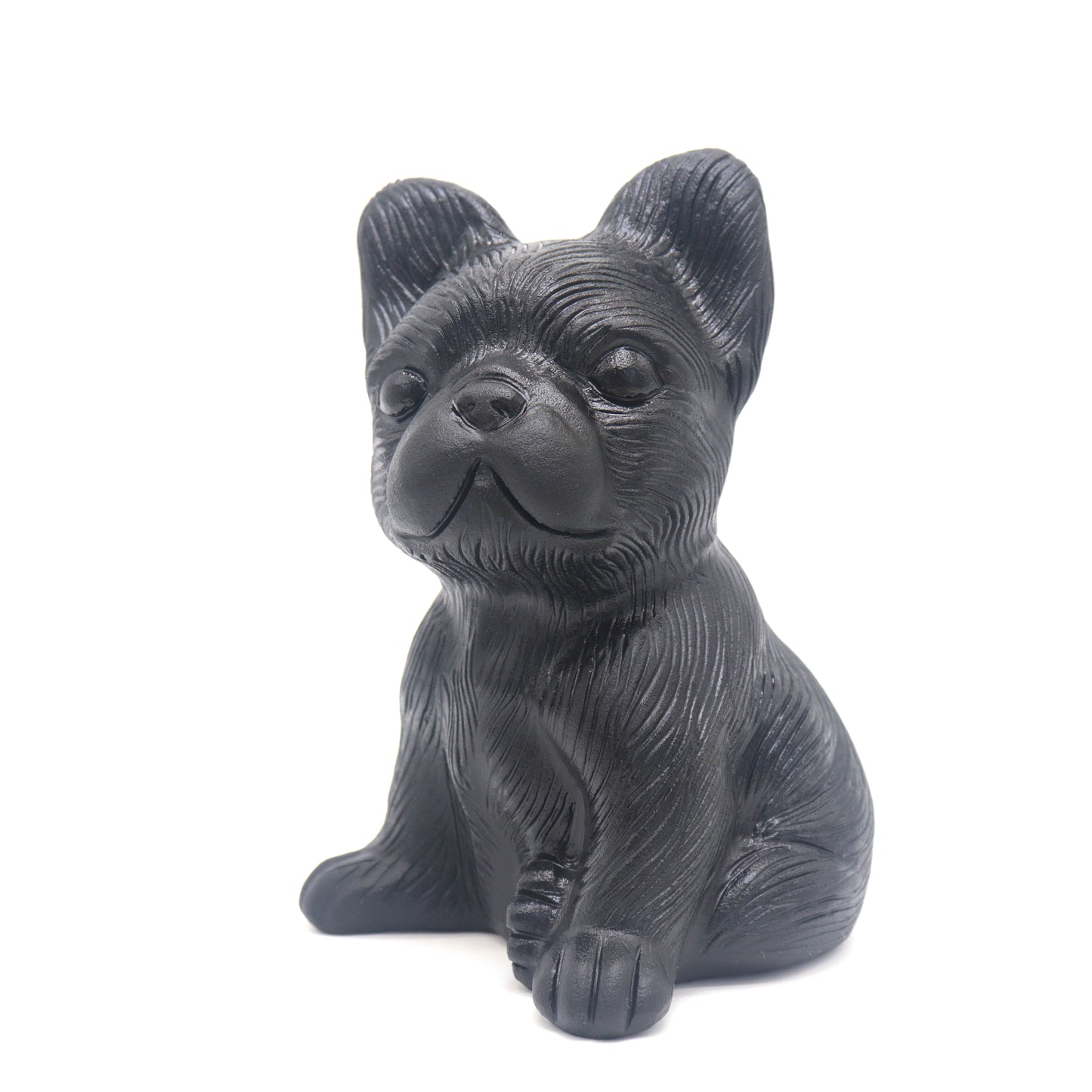 5" Natural Black Obsidian Crystal Dog Figurine Quartz Healing