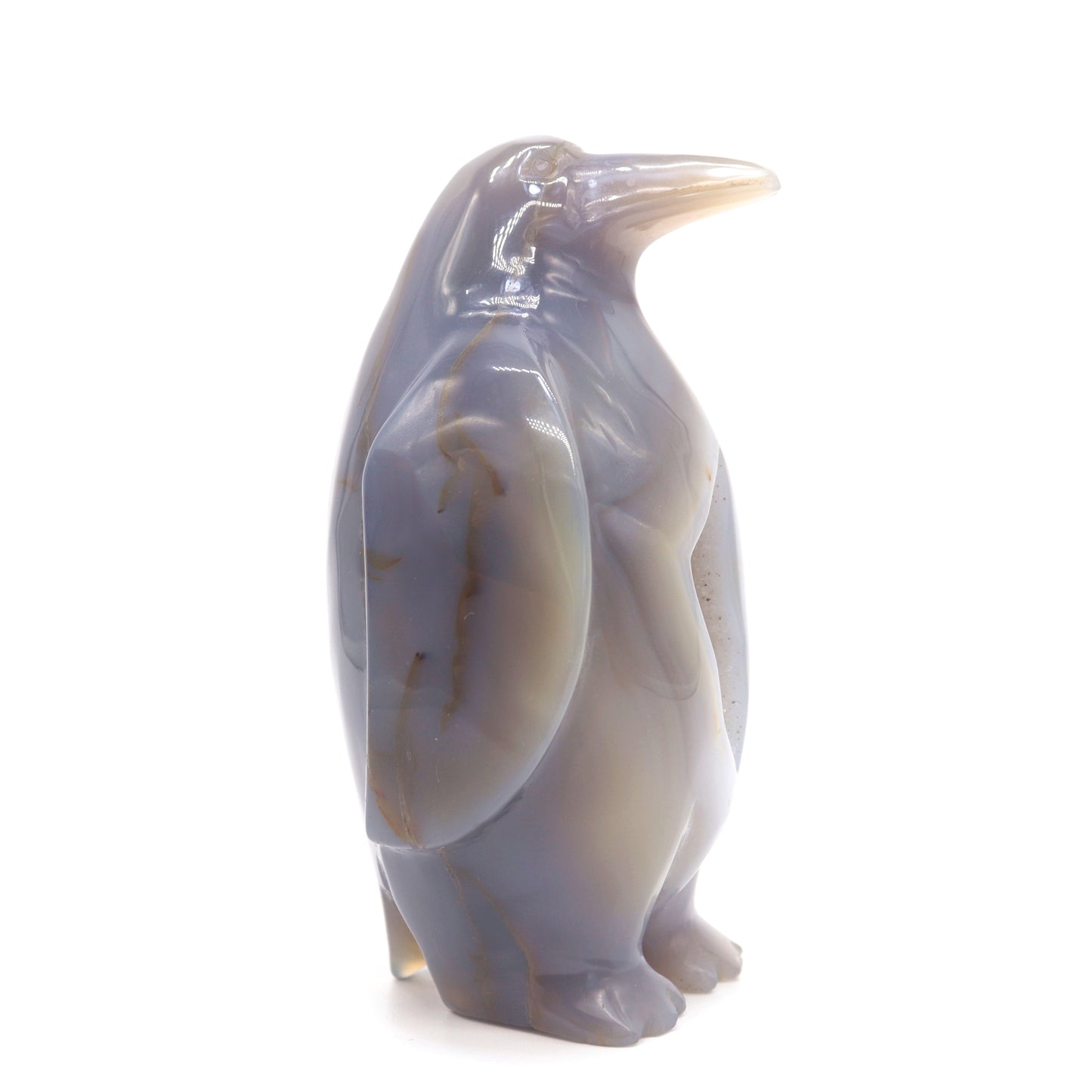 5" Hand Carved Druzy Agate Crystal penguin Statue Quartz Healing