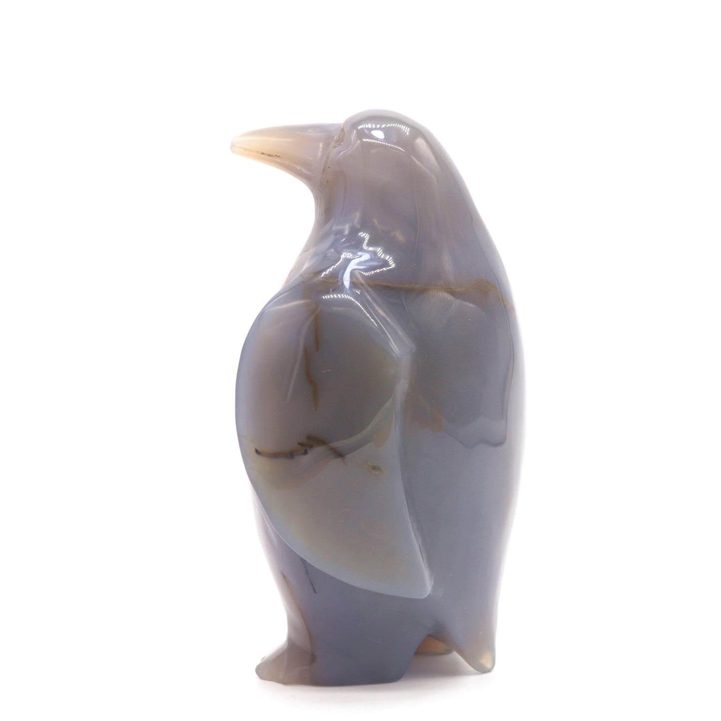 5" Hand Carved Druzy Agate Crystal penguin Statue Quartz Healing