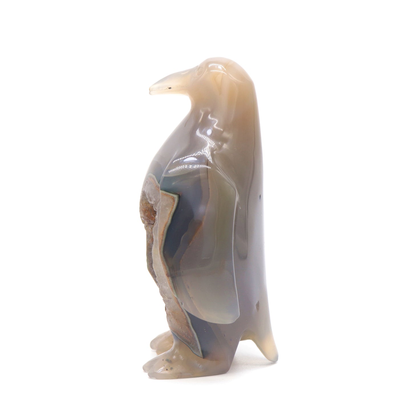 4.5" Hand Carved Druzy Agate Crystal penguin Statue