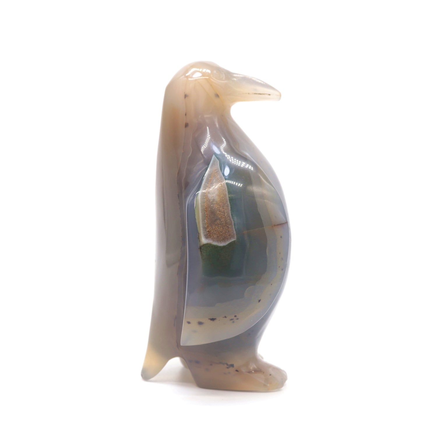 4.5" Hand Carved Druzy Agate Crystal penguin Statue