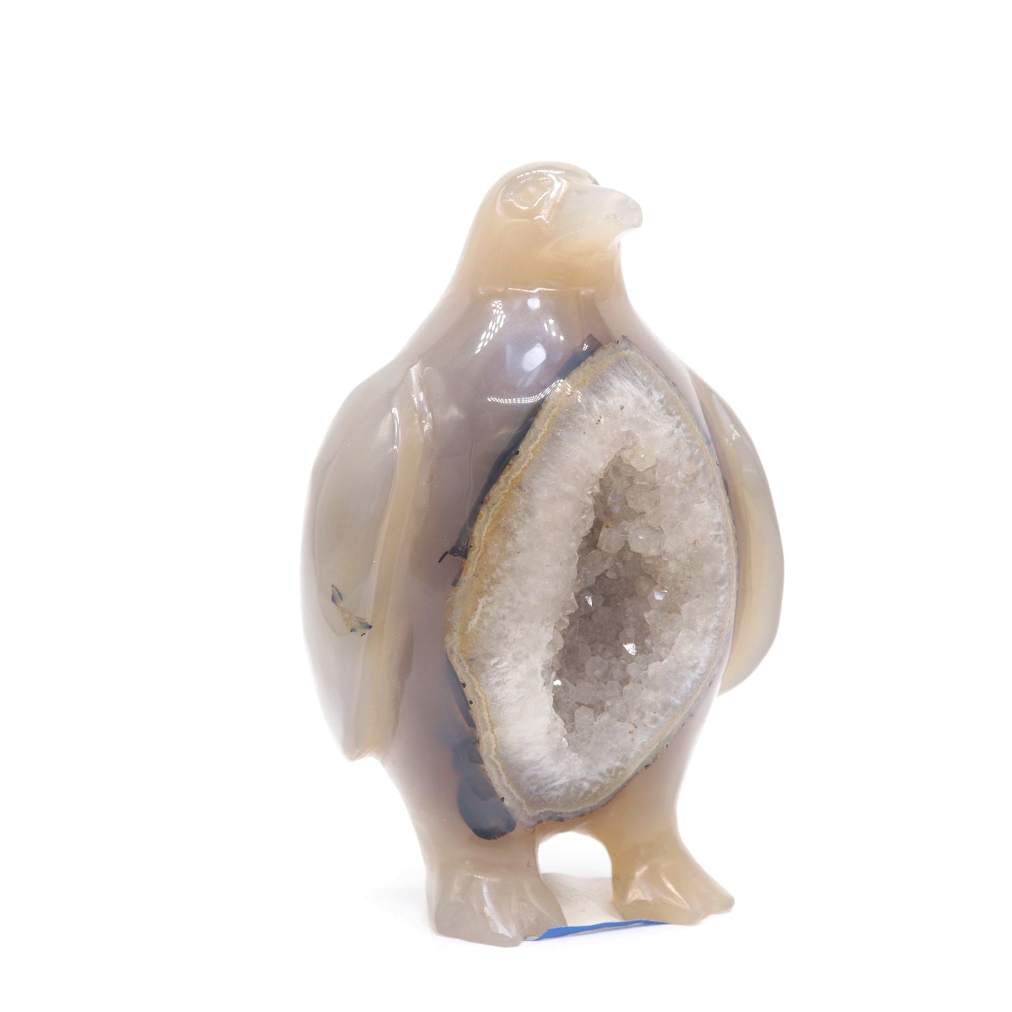5" Hand Carved Druzy Agate crystal penguin Statue Quartz Healing