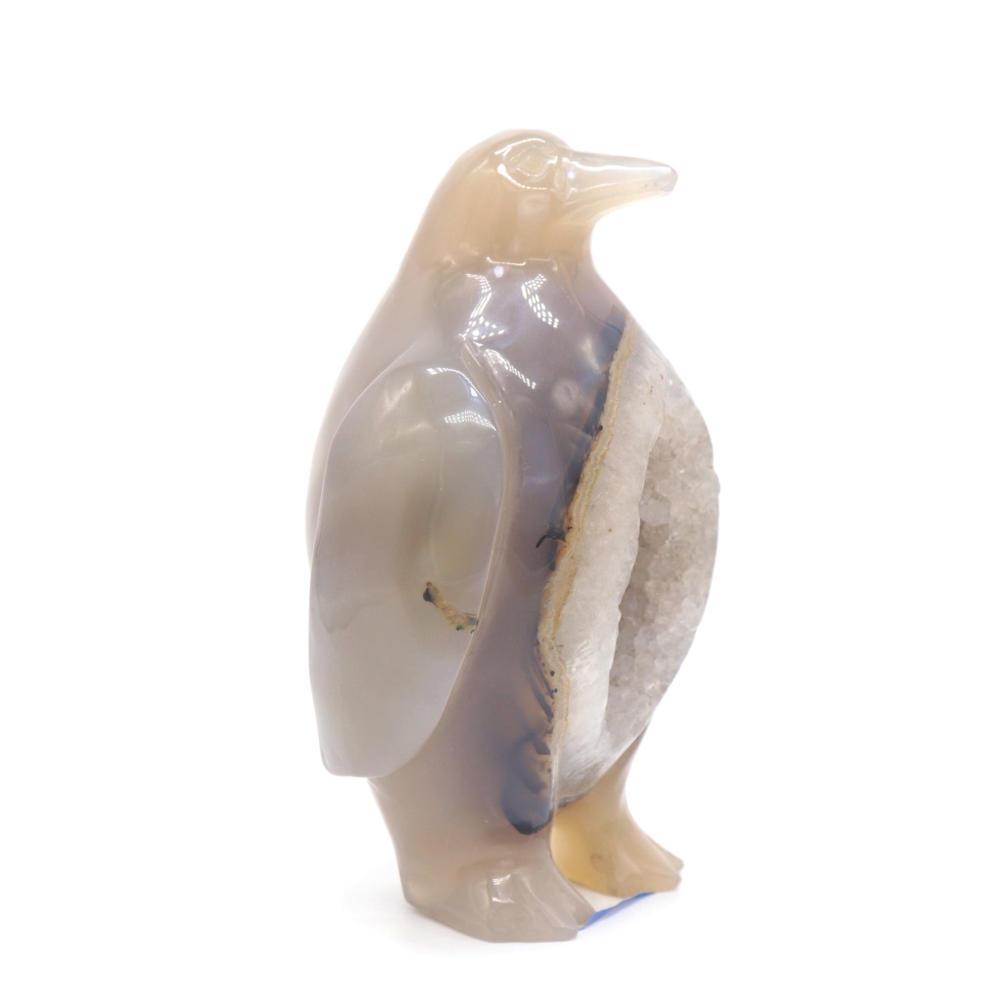 5" Hand Carved Druzy Agate crystal penguin Statue Quartz Healing