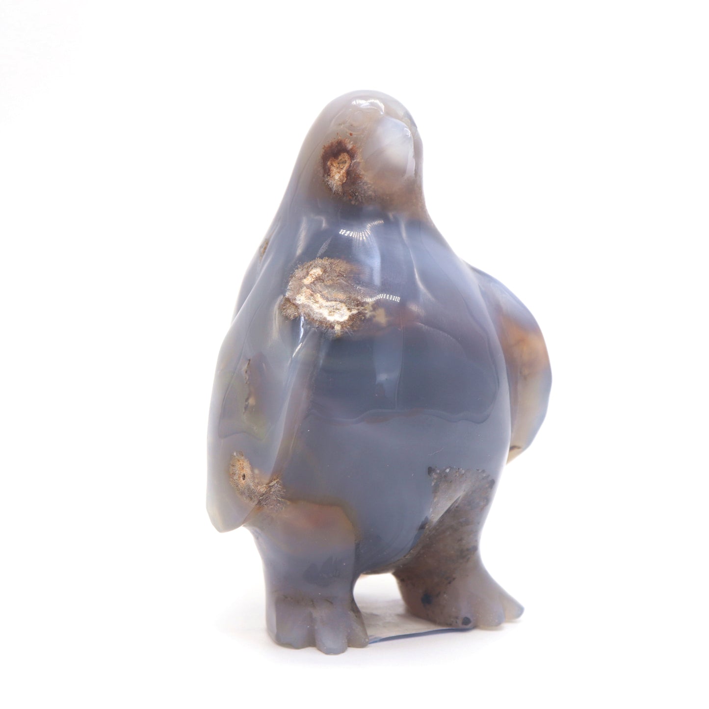 4" Hand Carved Druzy Agate penguin Figurine Crystal Animal Carving Quartz Healing