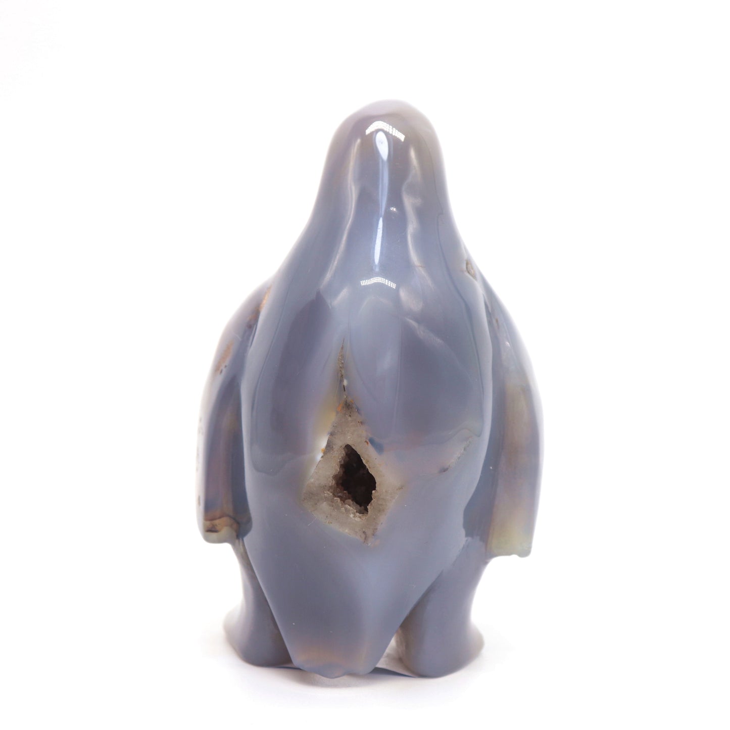 4" Hand Carved Druzy Agate penguin Figurine Crystal Animal Carving Quartz Healing