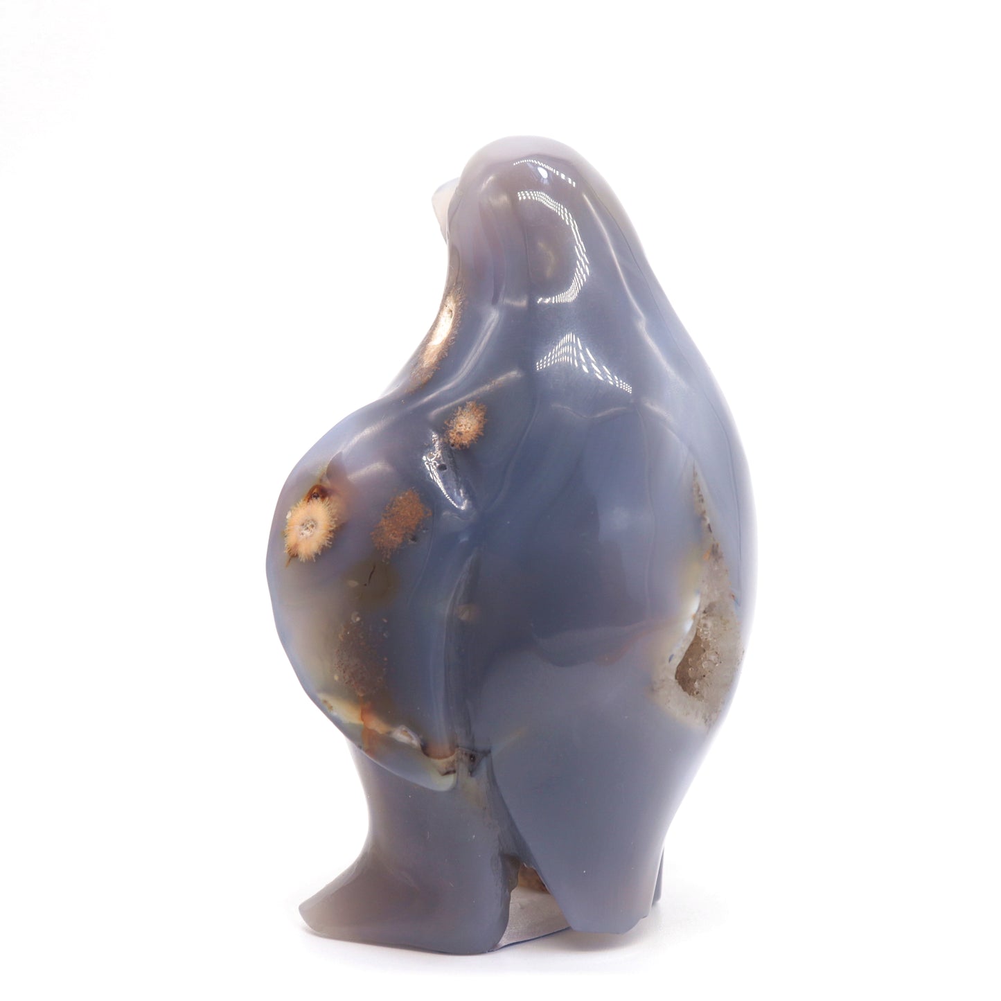 4" Hand Carved Druzy Agate penguin Figurine Crystal Animal Carving Quartz Healing