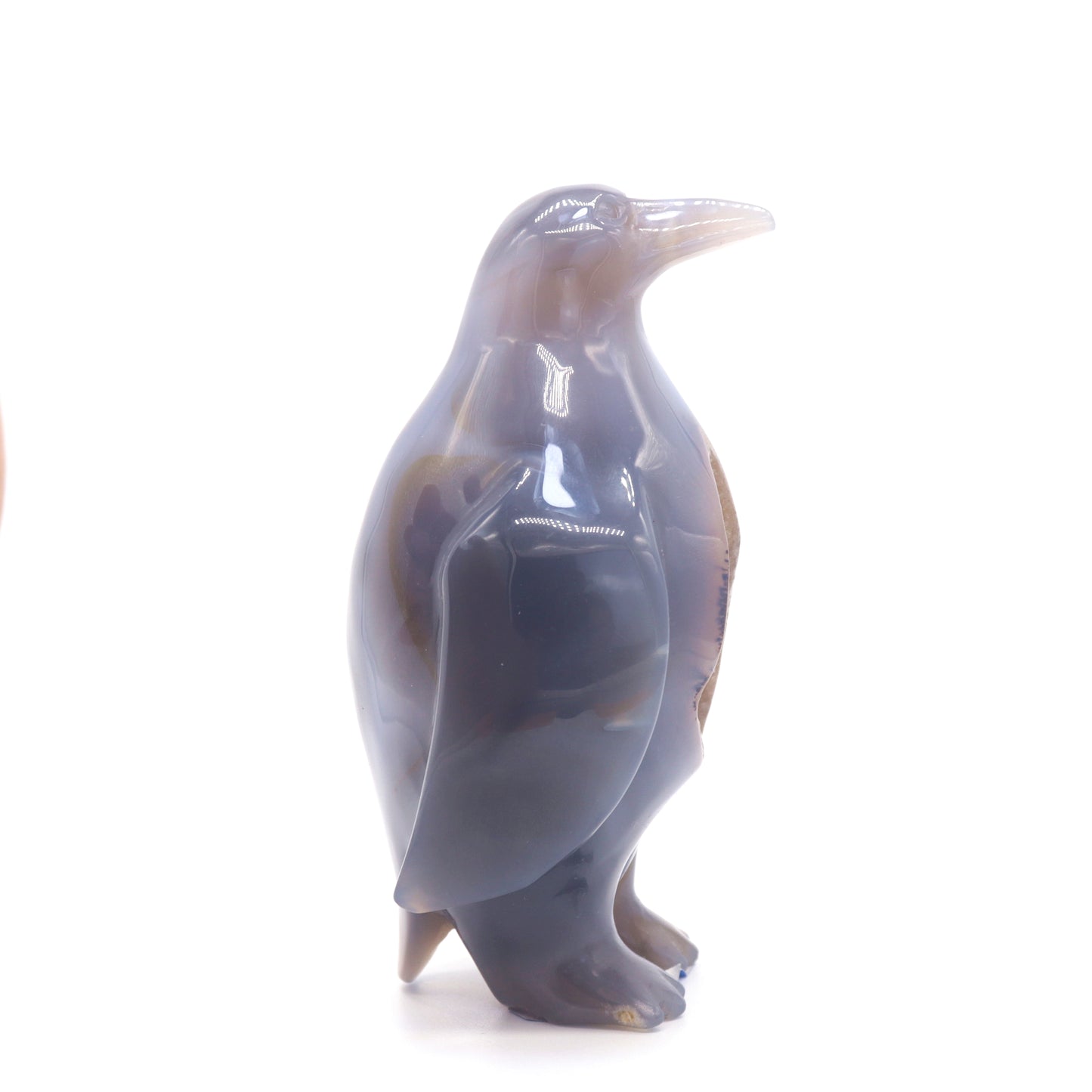 5" Hand Carved Druzy Agate Crystal penguin Statue