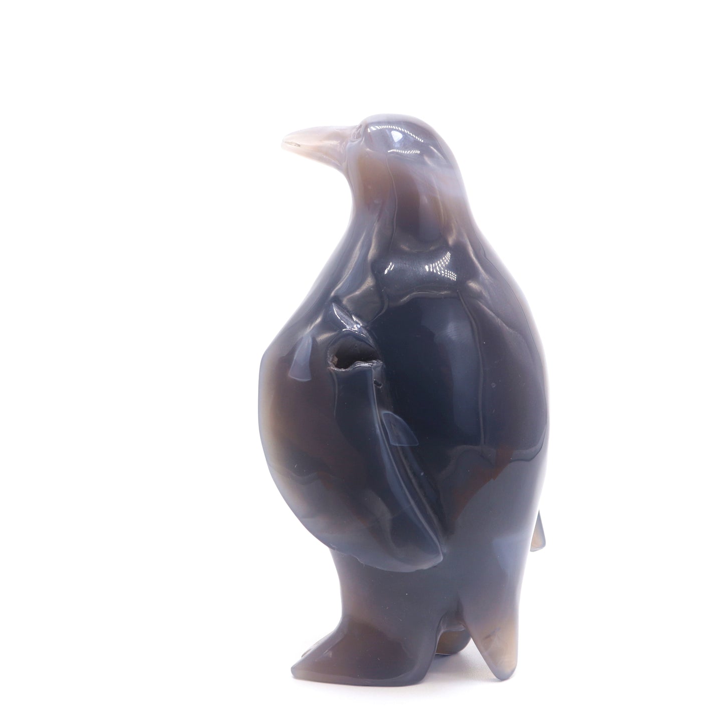 5" Hand Carved Druzy Agate Crystal penguin Statue