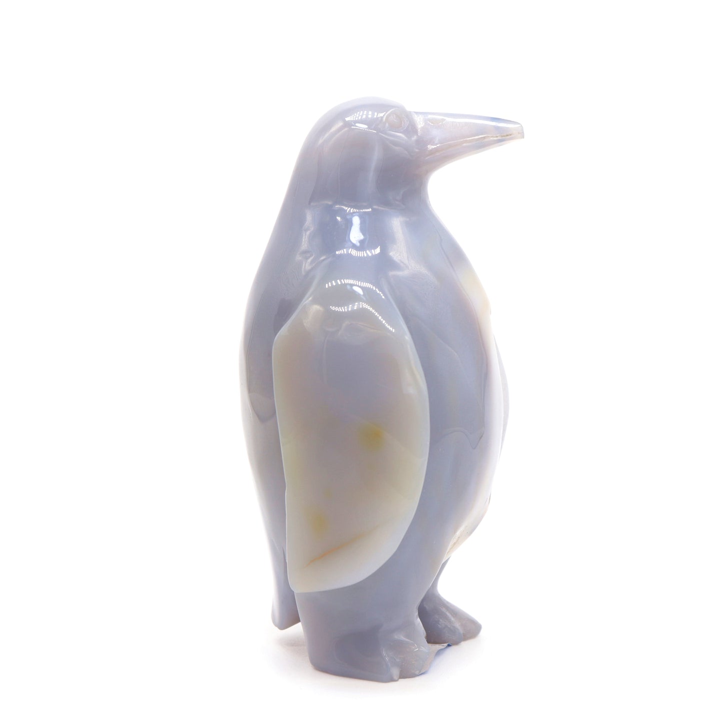 5" Hand Carved Druzy Agate penguin Statue Crystal Animal Carving Quartz Healing