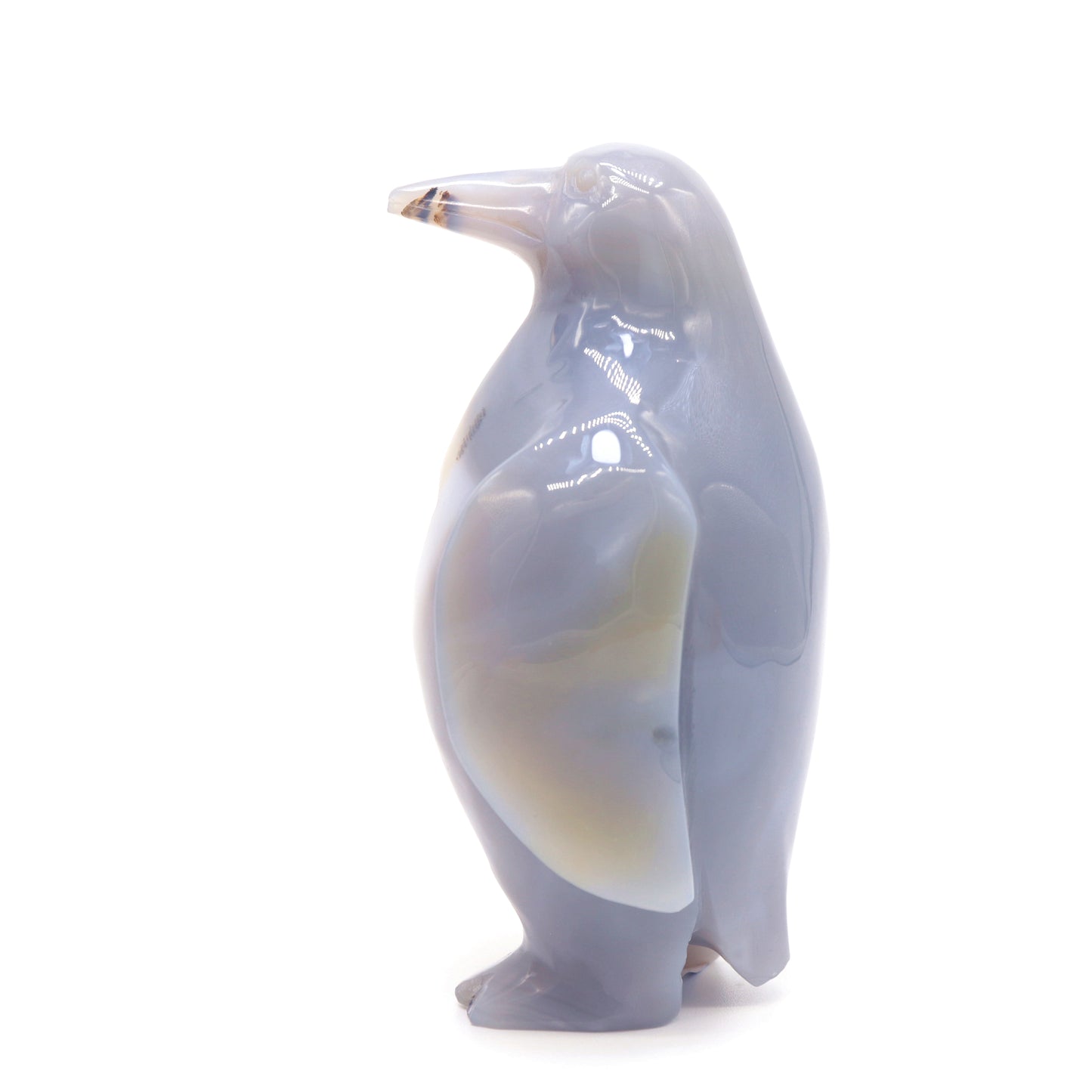 5" Hand Carved Druzy Agate penguin Statue Crystal Animal Carving Quartz Healing